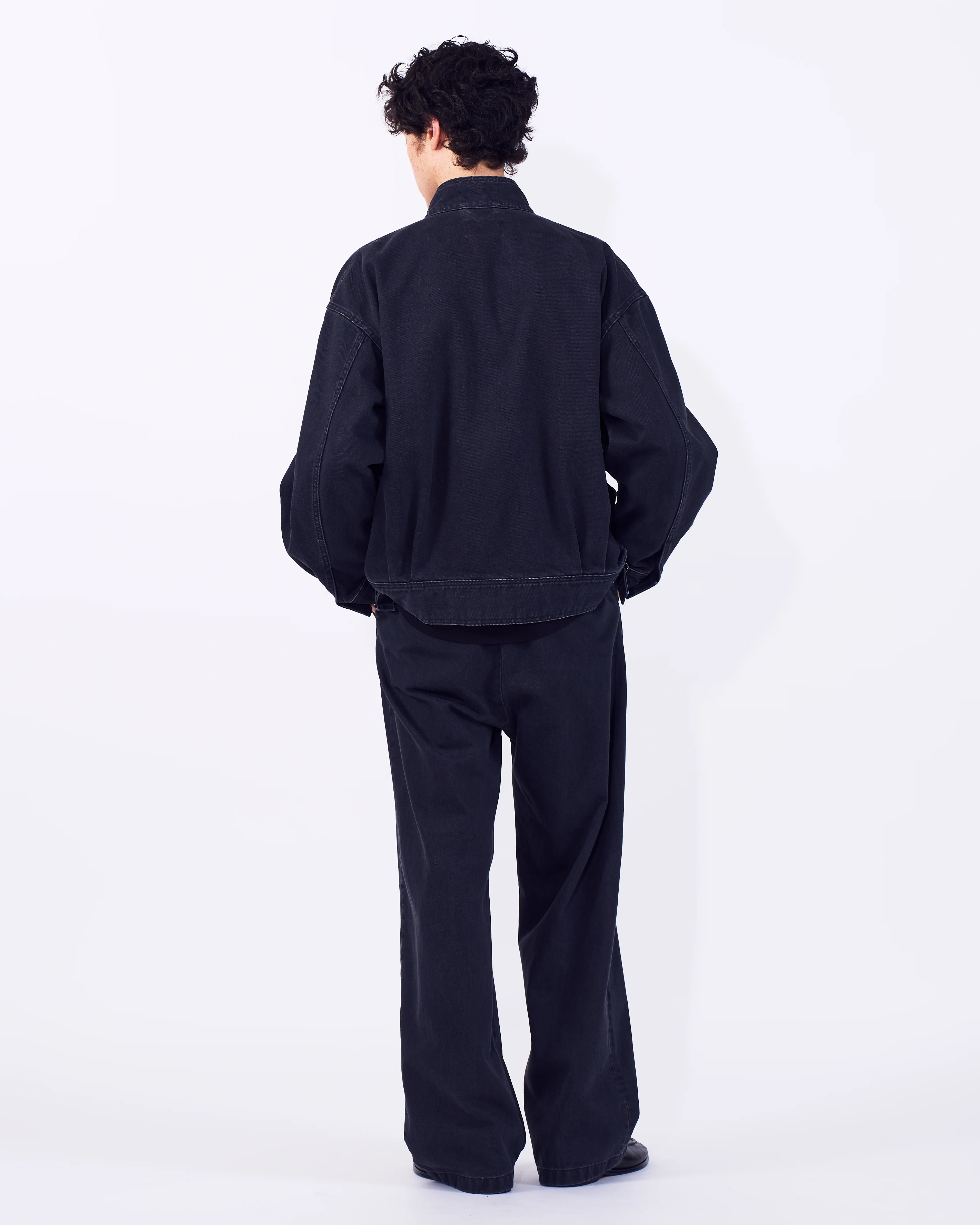 Suface Dyed Denim 1pleated Wide Tapered Trousers - Image 12