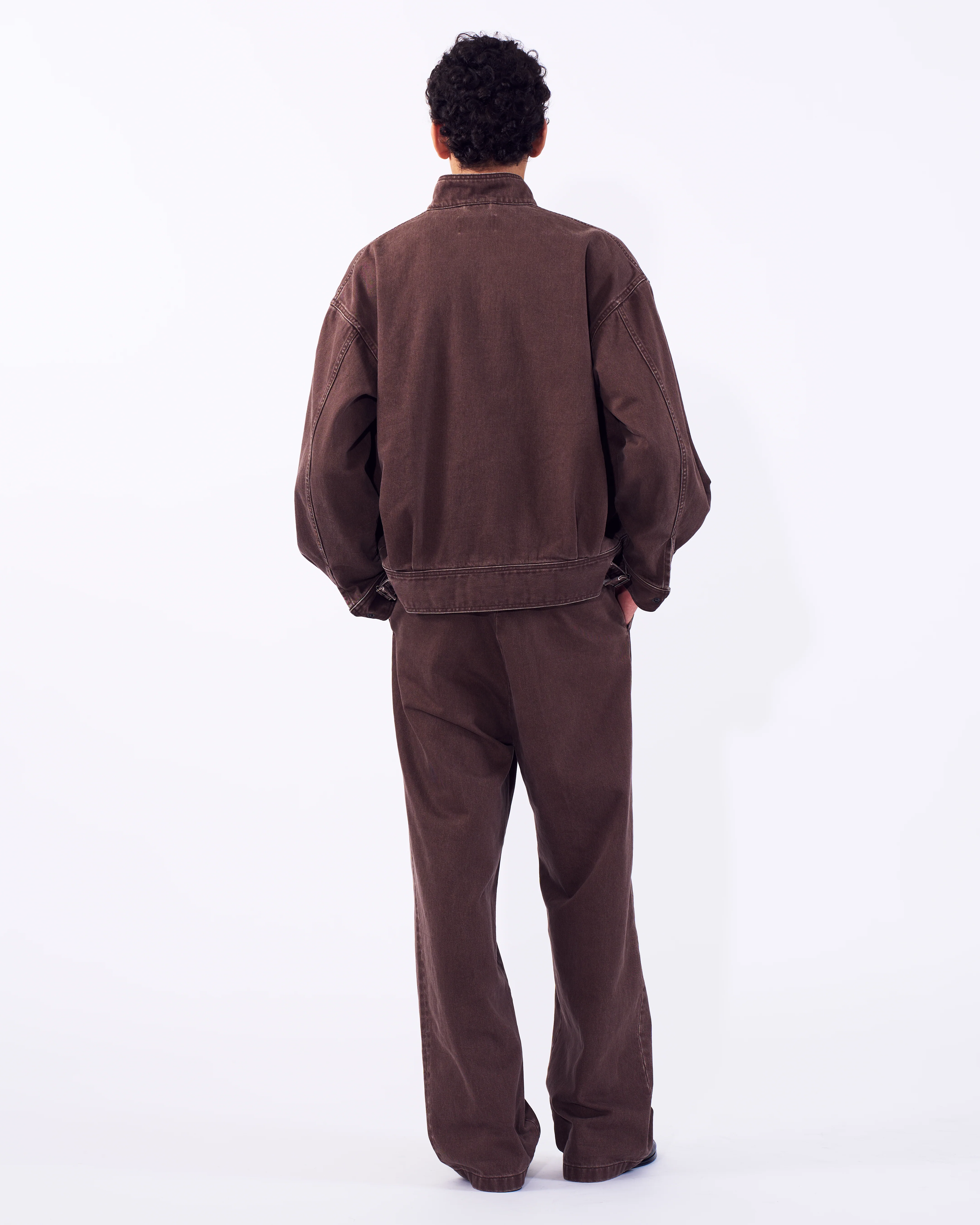 Suface Dyed Denim 1pleated Wide Tapered Trousers - Image 4
