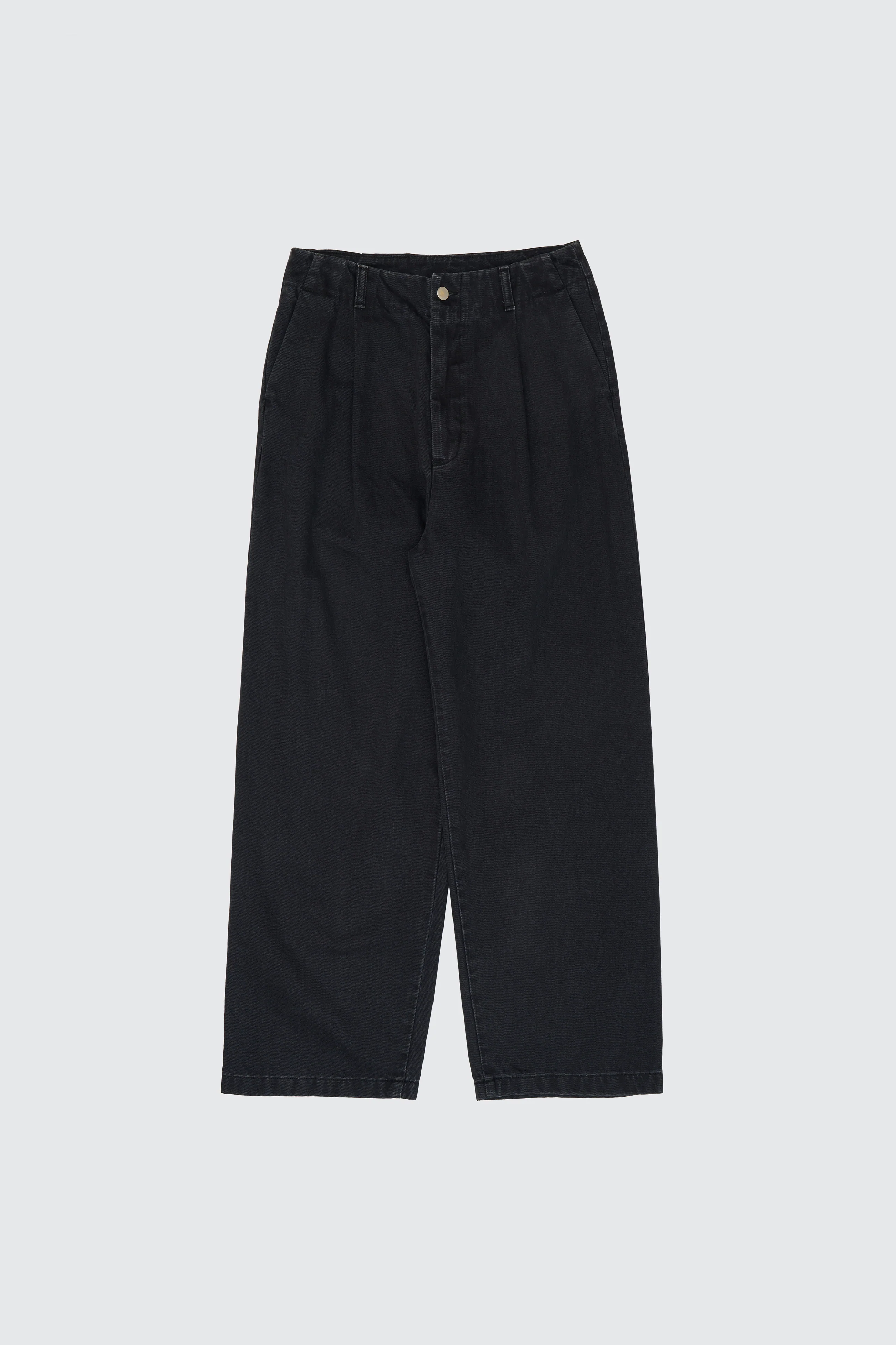 Suface Dyed Denim 1pleated Wide Tapered Trousers - Image 9