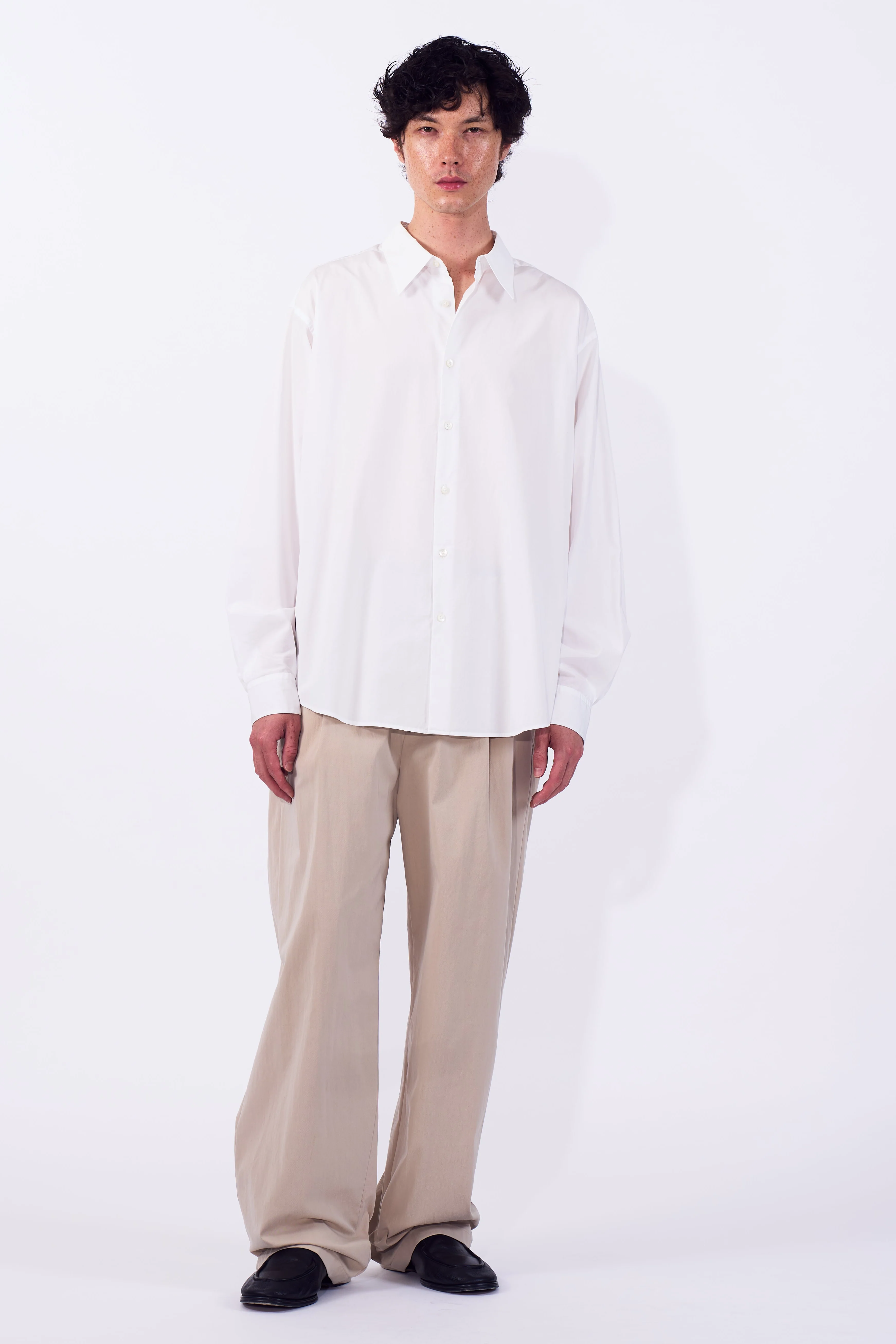 Cotton Nylon Vintage Twill 1pleated Wide Tapered Trousers - Image 5