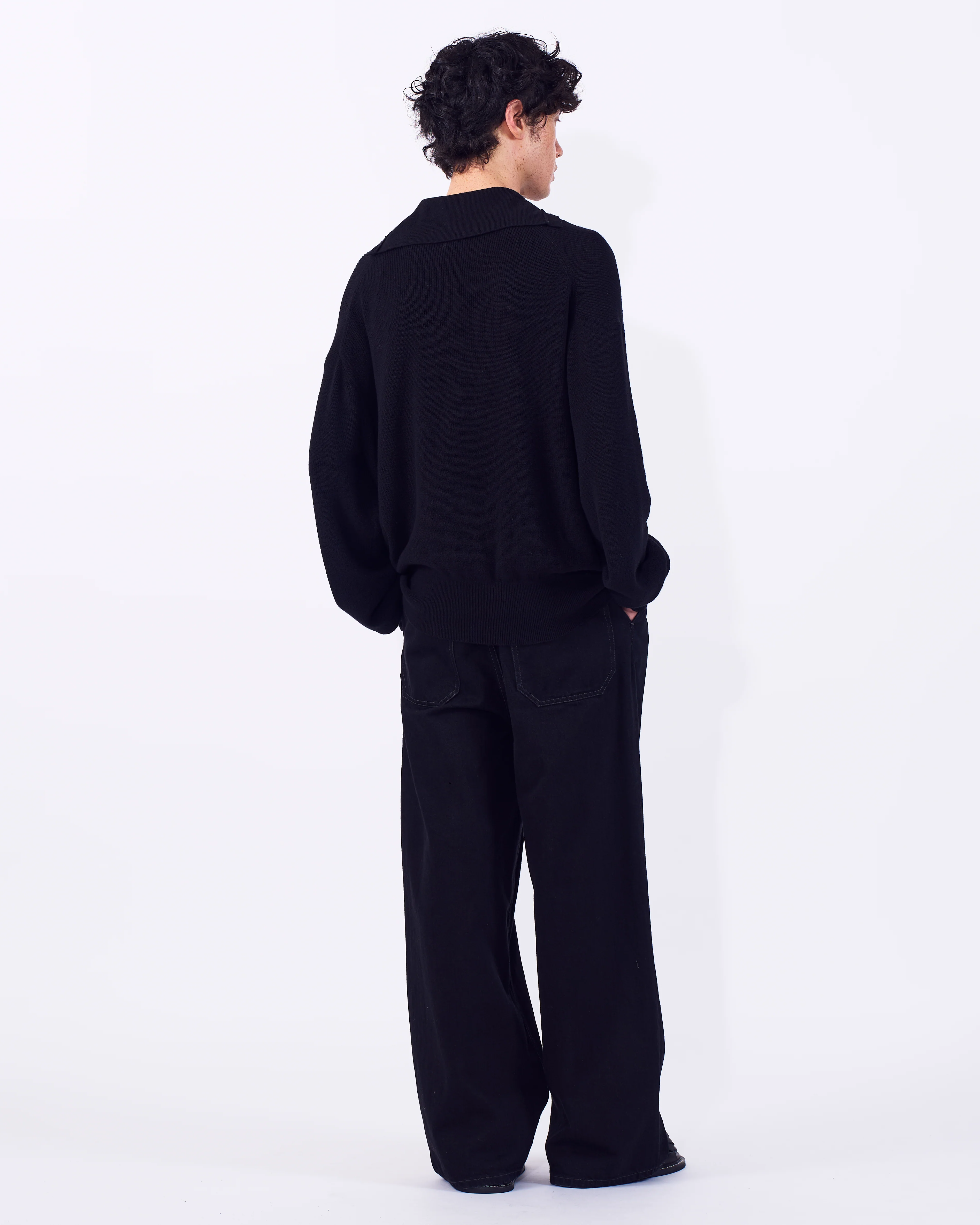 Denim 3pleated Wide-leg Trousers - Image 4