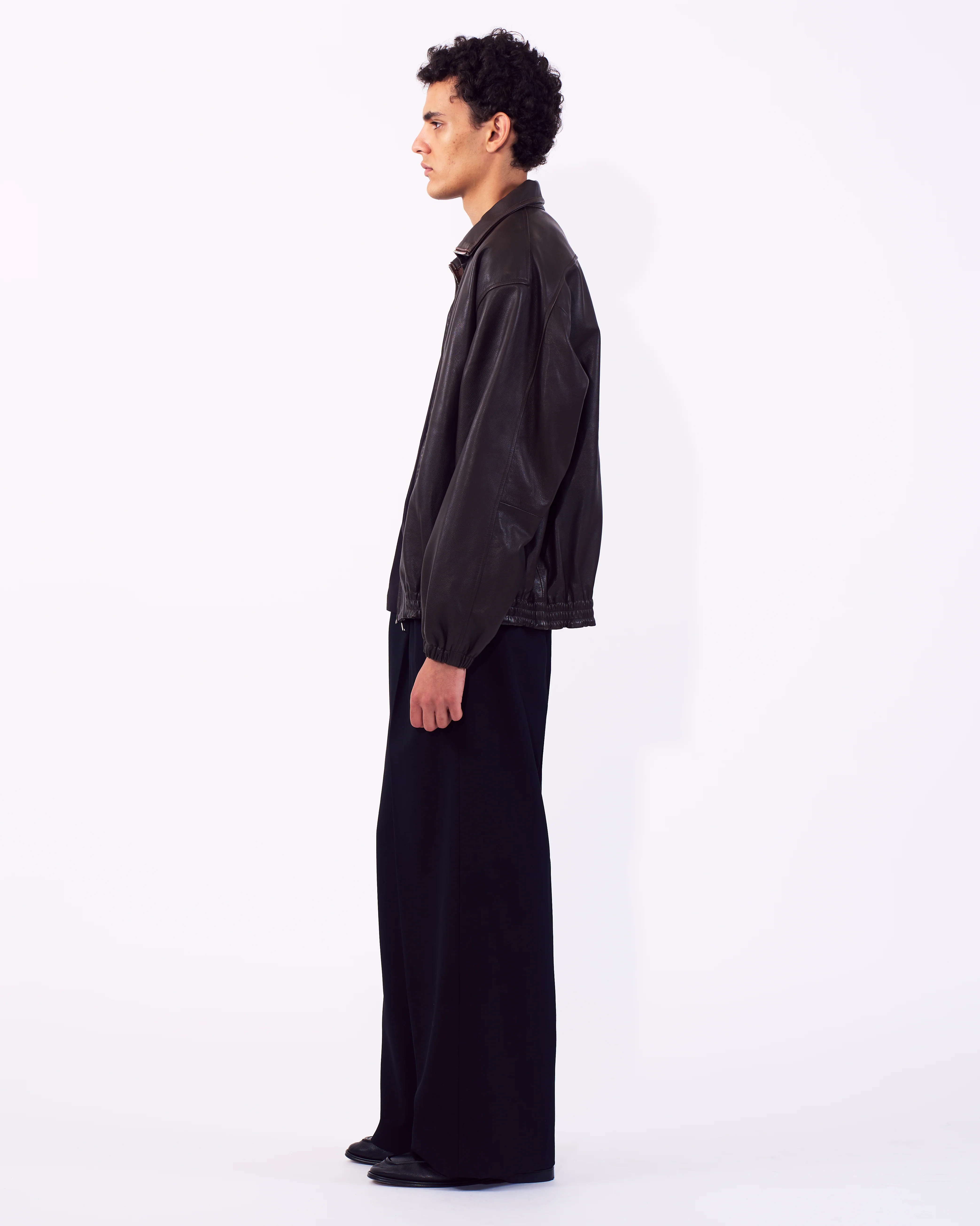 2/60 Wool Gabardine 3pleated Wide-leg Trousers - Image 3