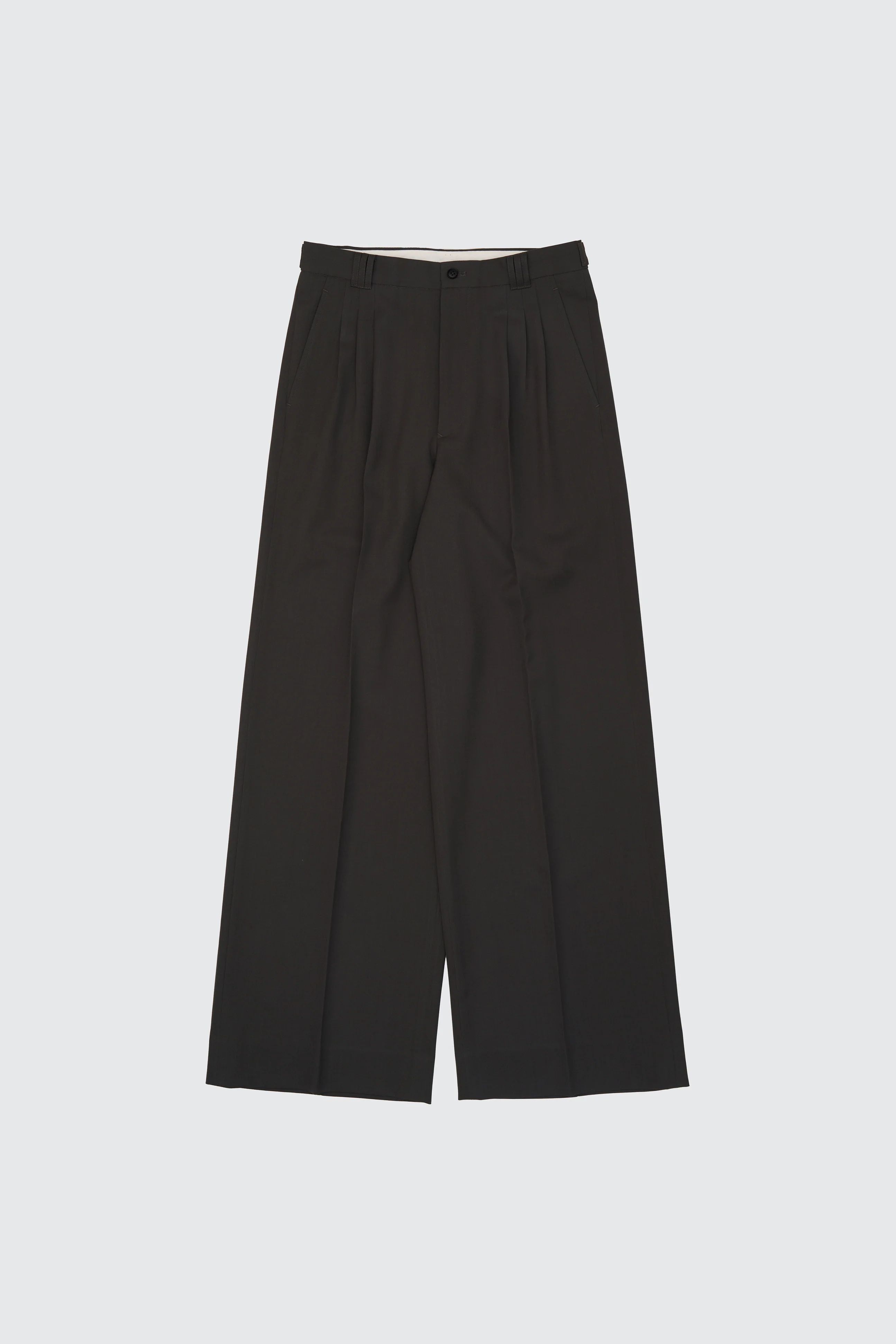 2/60 Wool Gabardine 3pleated Wide-leg Trousers - Image 4