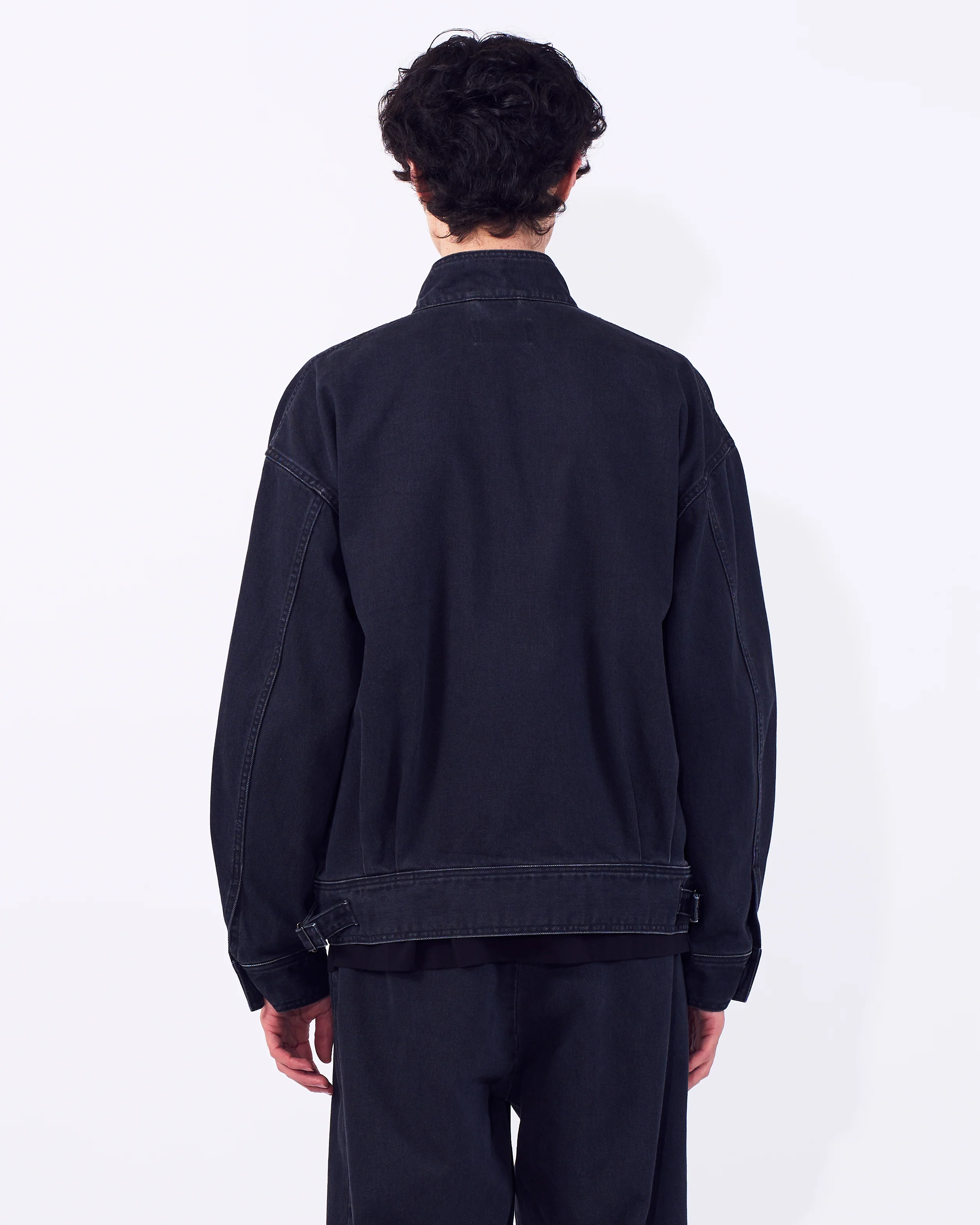 Suface Dyed Denim Stand Collar Blouson - Image 12