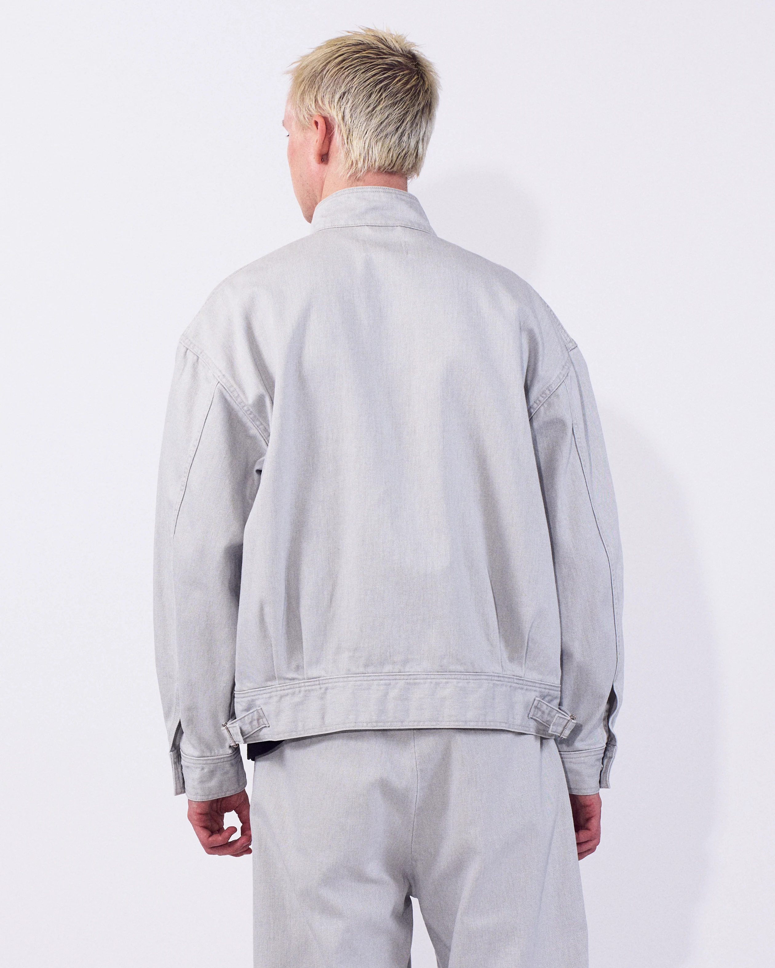 Suface Dyed Denim Stand Collar Blouson - Image 4