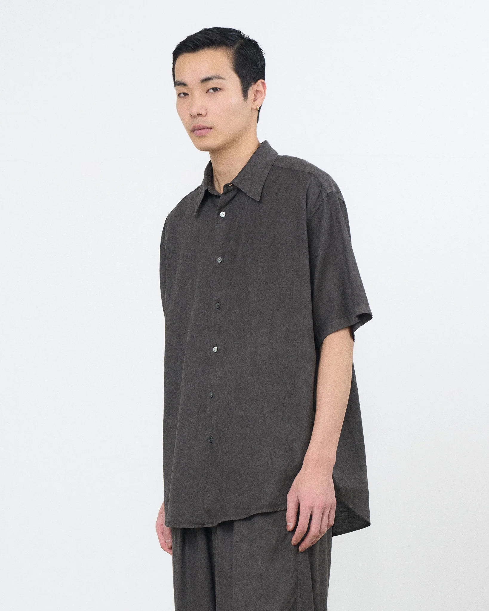 Cotton Silk Twill Garment-Dyed Loosed Shirt - Image 12