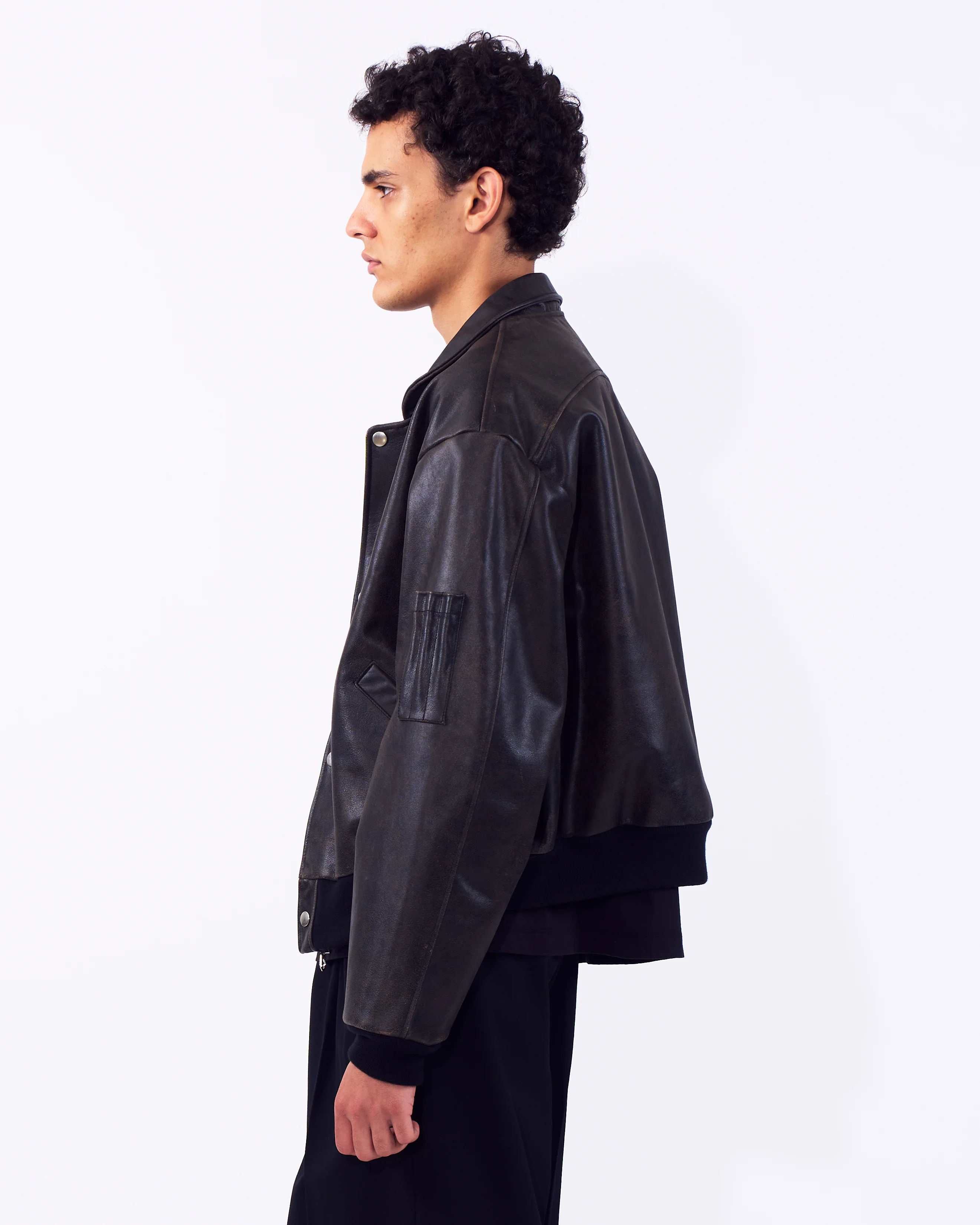 Cracked Leather Flight Jacket - Image 3