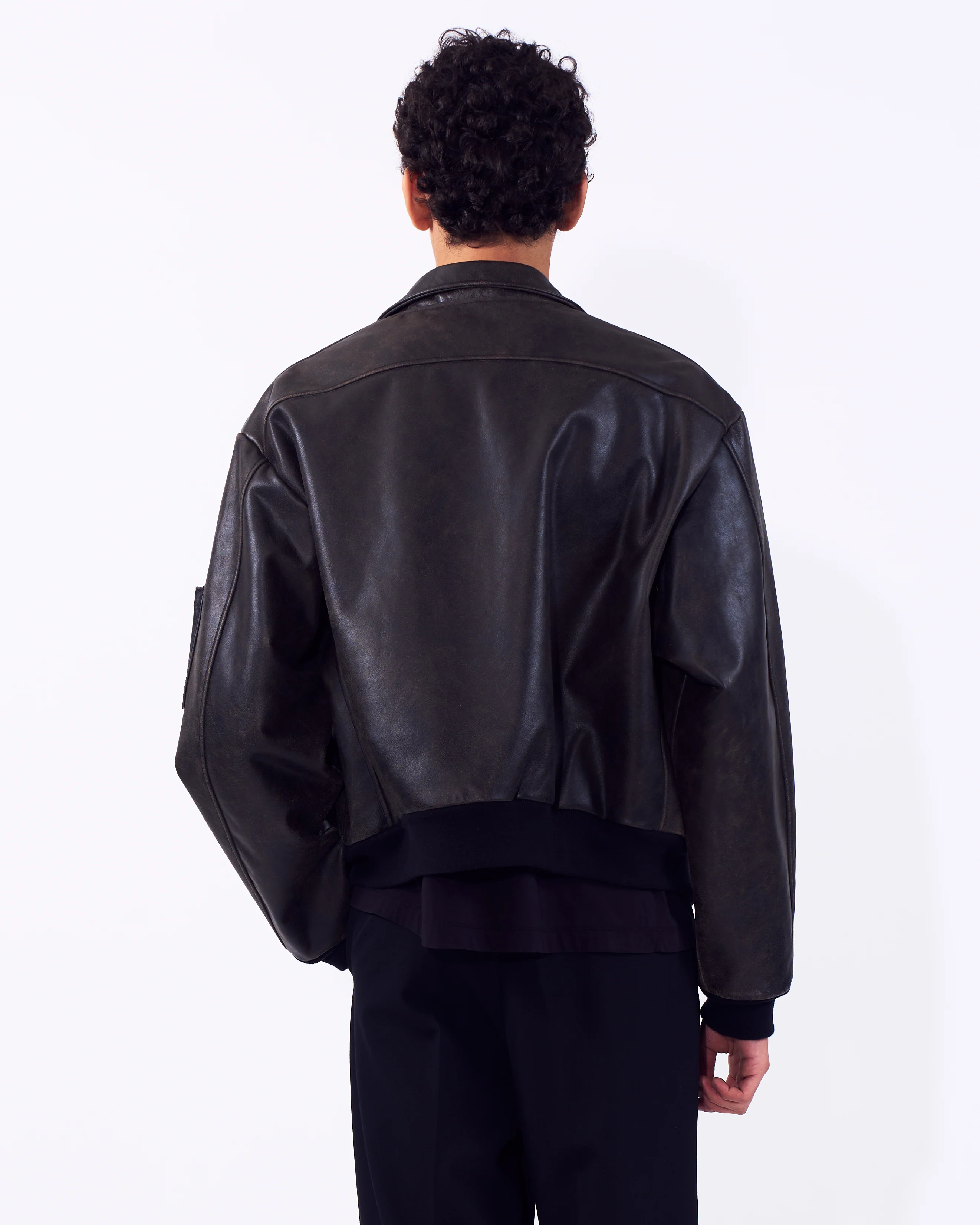 Cracked Leather Flight Jacket - Image 4