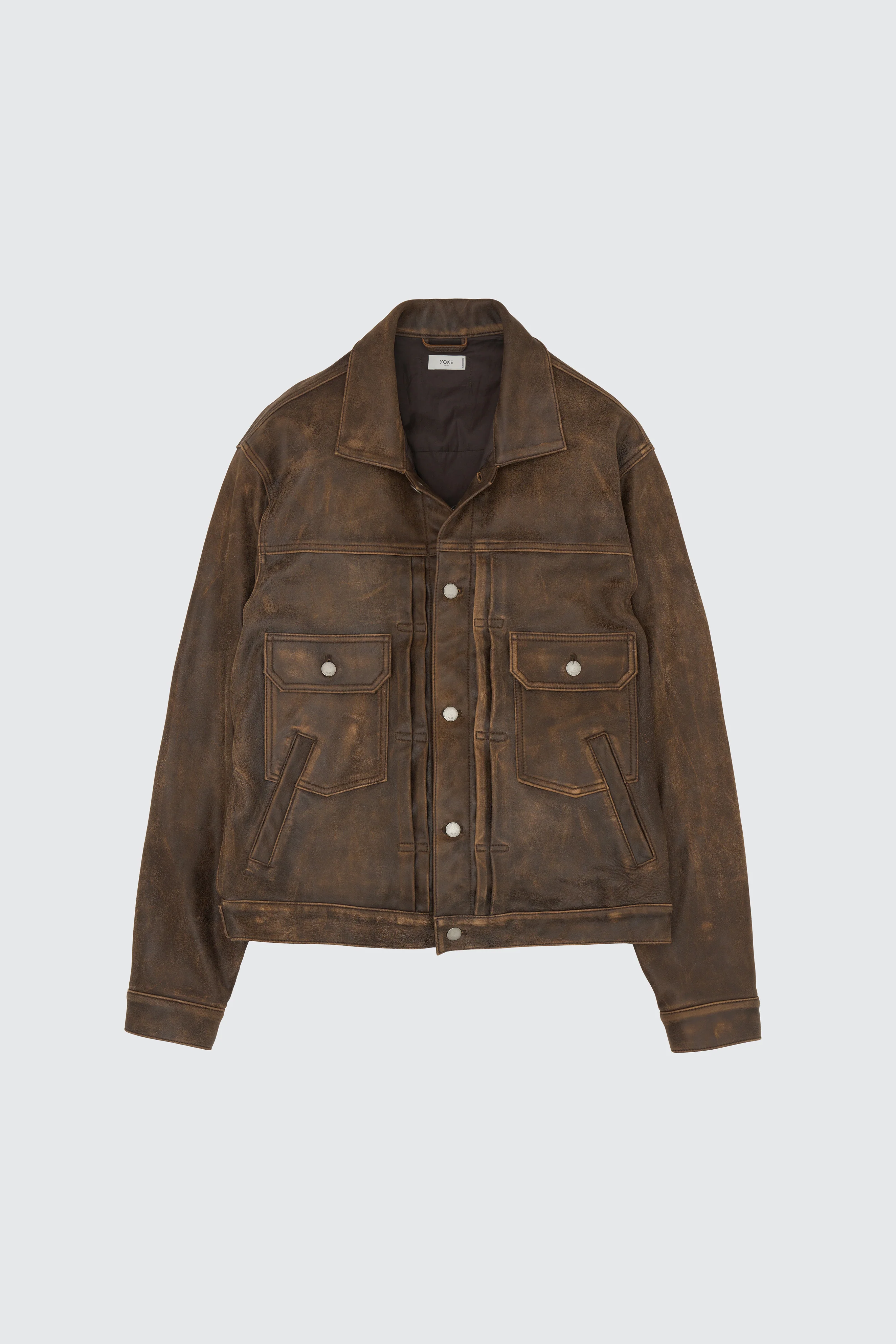 Cracked Leather Trucker Jacket - Image 5