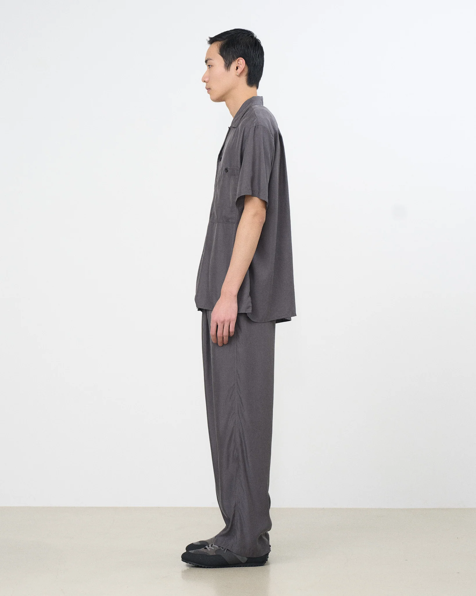 Cupro Polyester Washable Twill Open Collar Shirt - Image 4