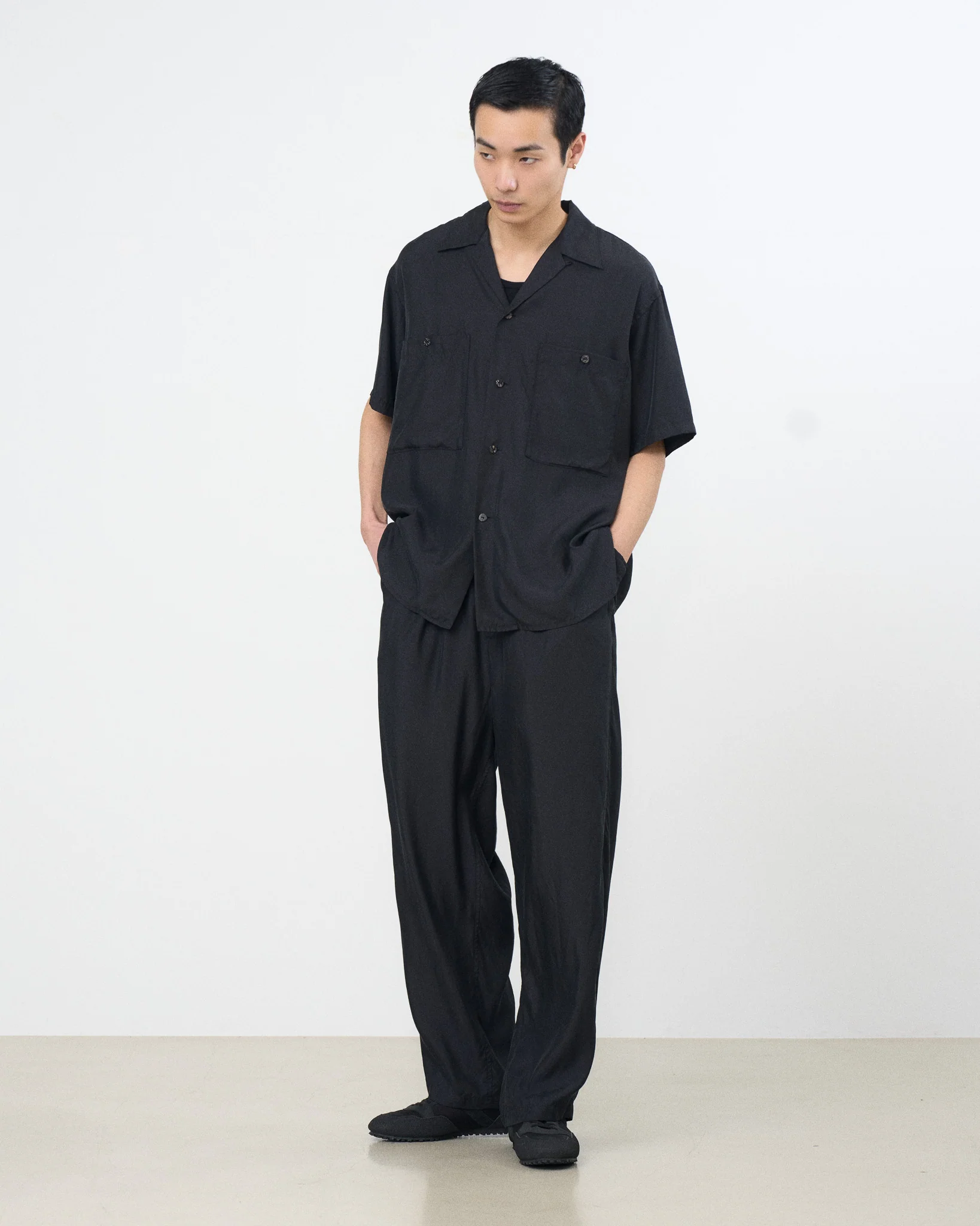 Cupro Polyester Washable Twill Open Collar Shirt - Image 8