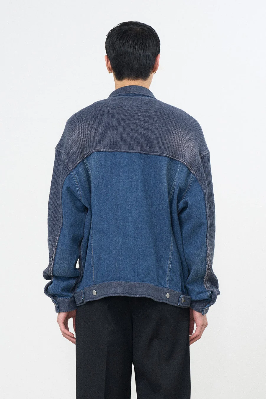 Connected Knit Denim Trucker Jacket - Image 4