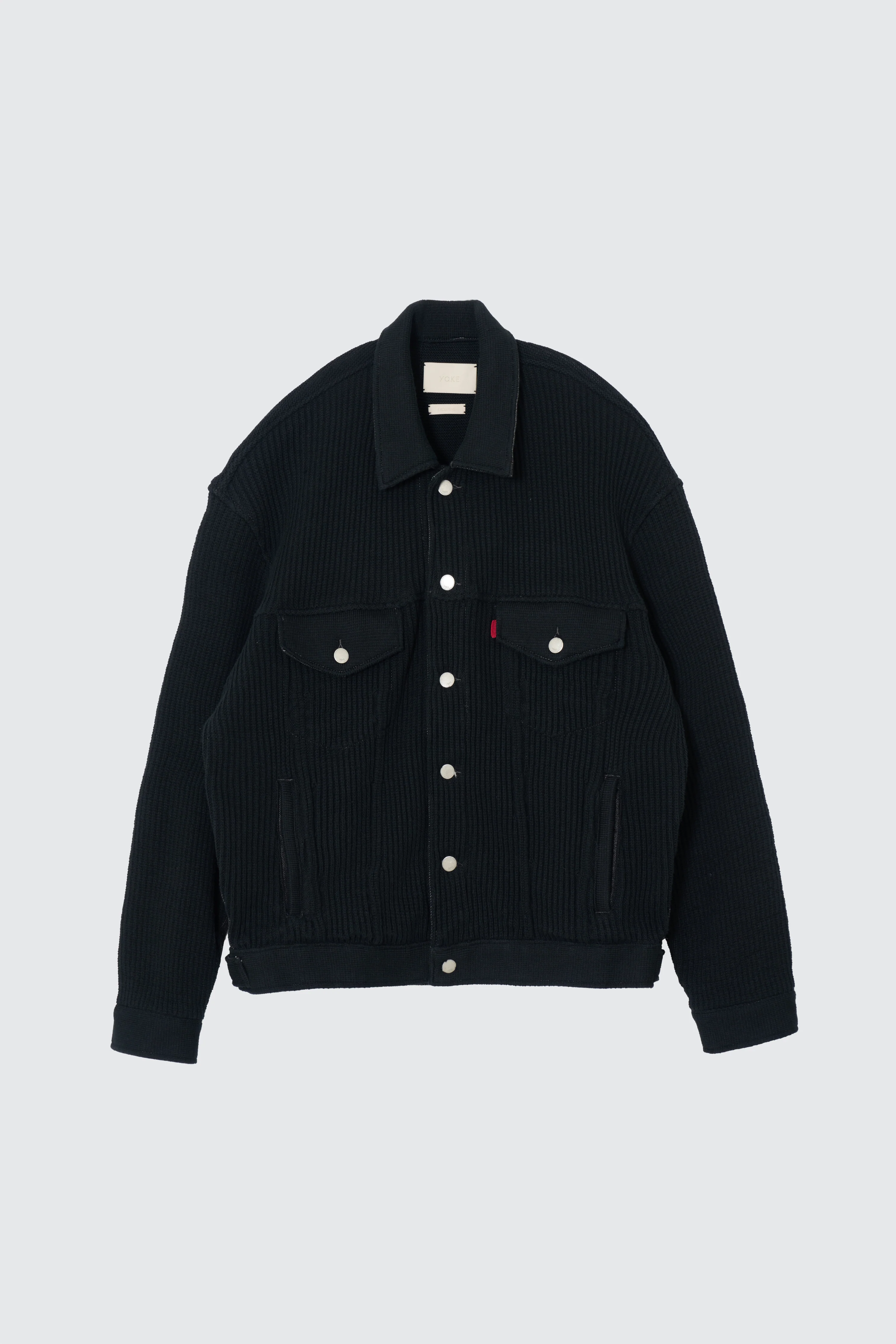 Connected Knit Denim Trucker Jacket - Image 6