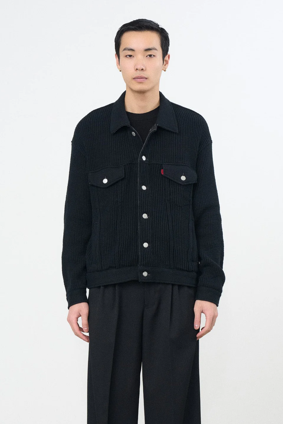 Connected Knit Denim Trucker Jacket - Image 7