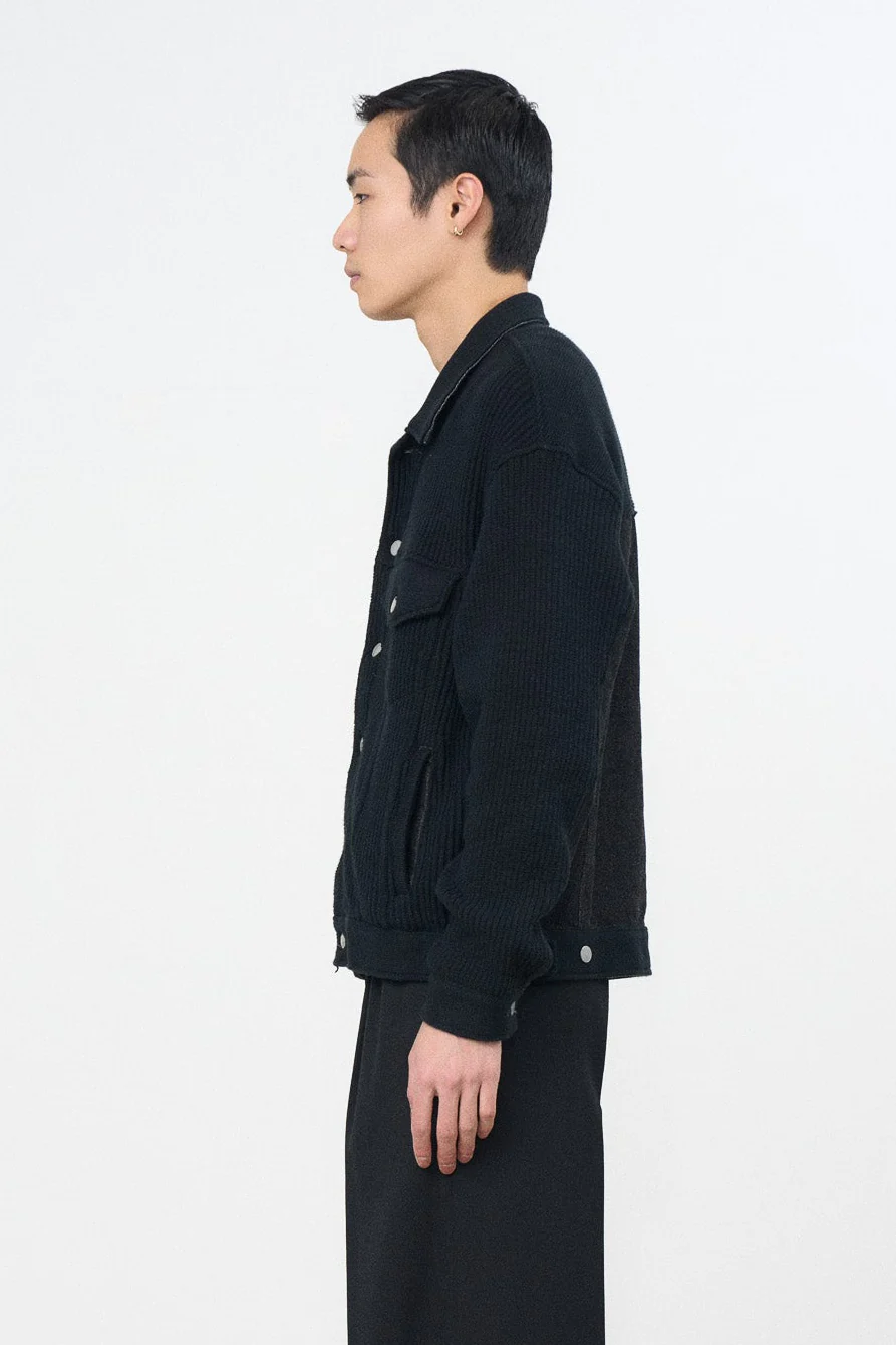 Connected Knit Denim Trucker Jacket - Image 8