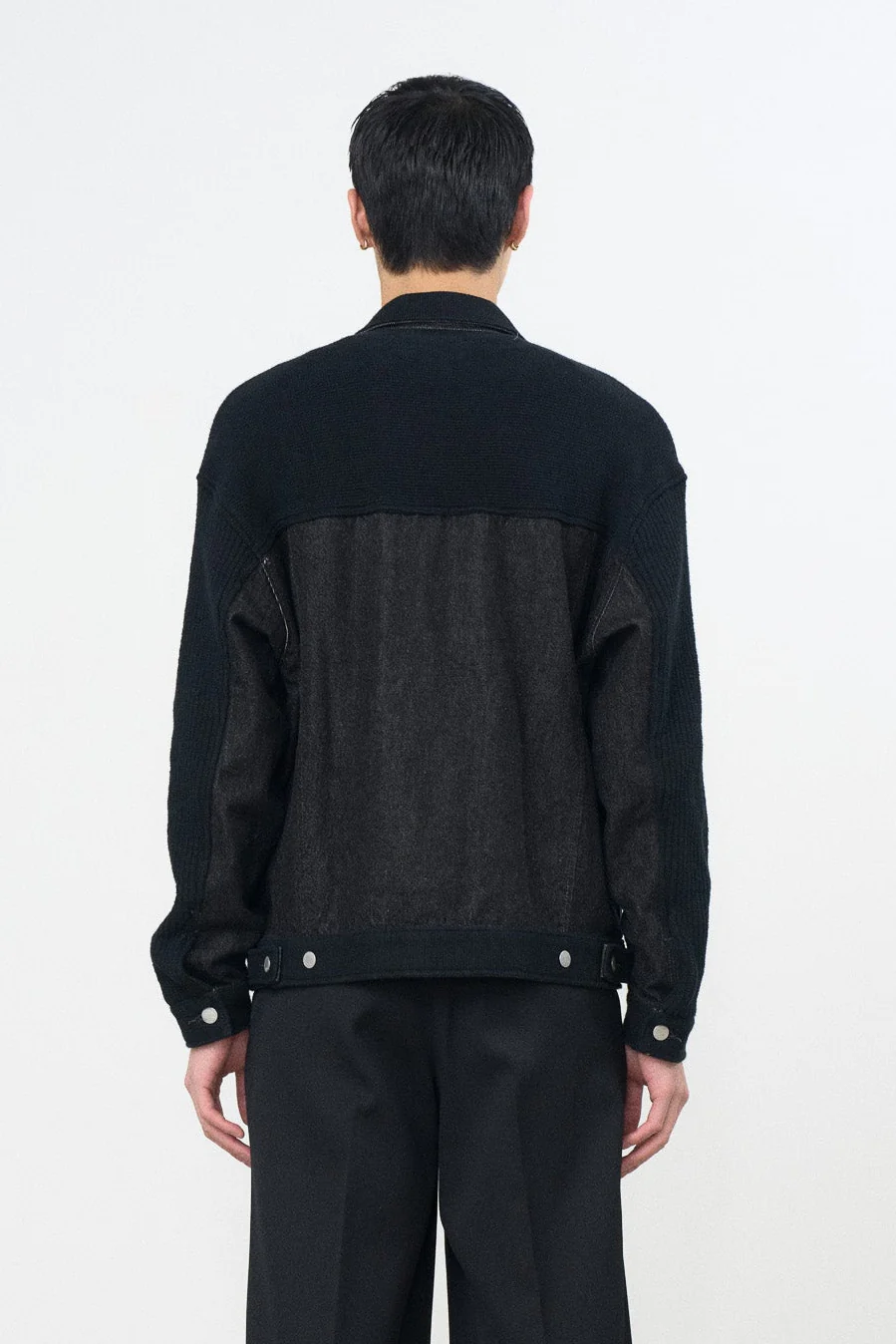 Connected Knit Denim Trucker Jacket - Image 9