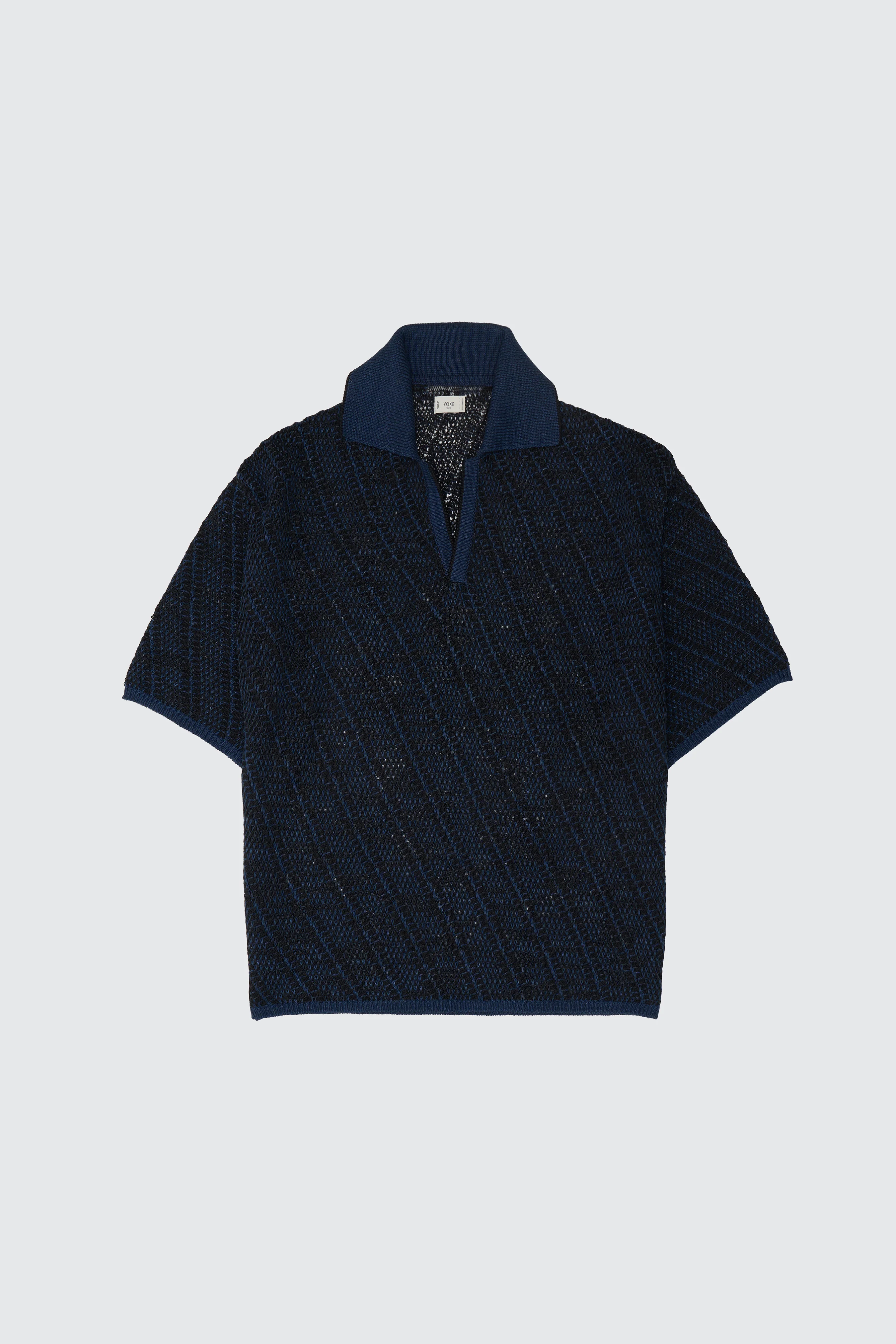 Cotton Diagonal Knit Skipper Shirt - Image 11