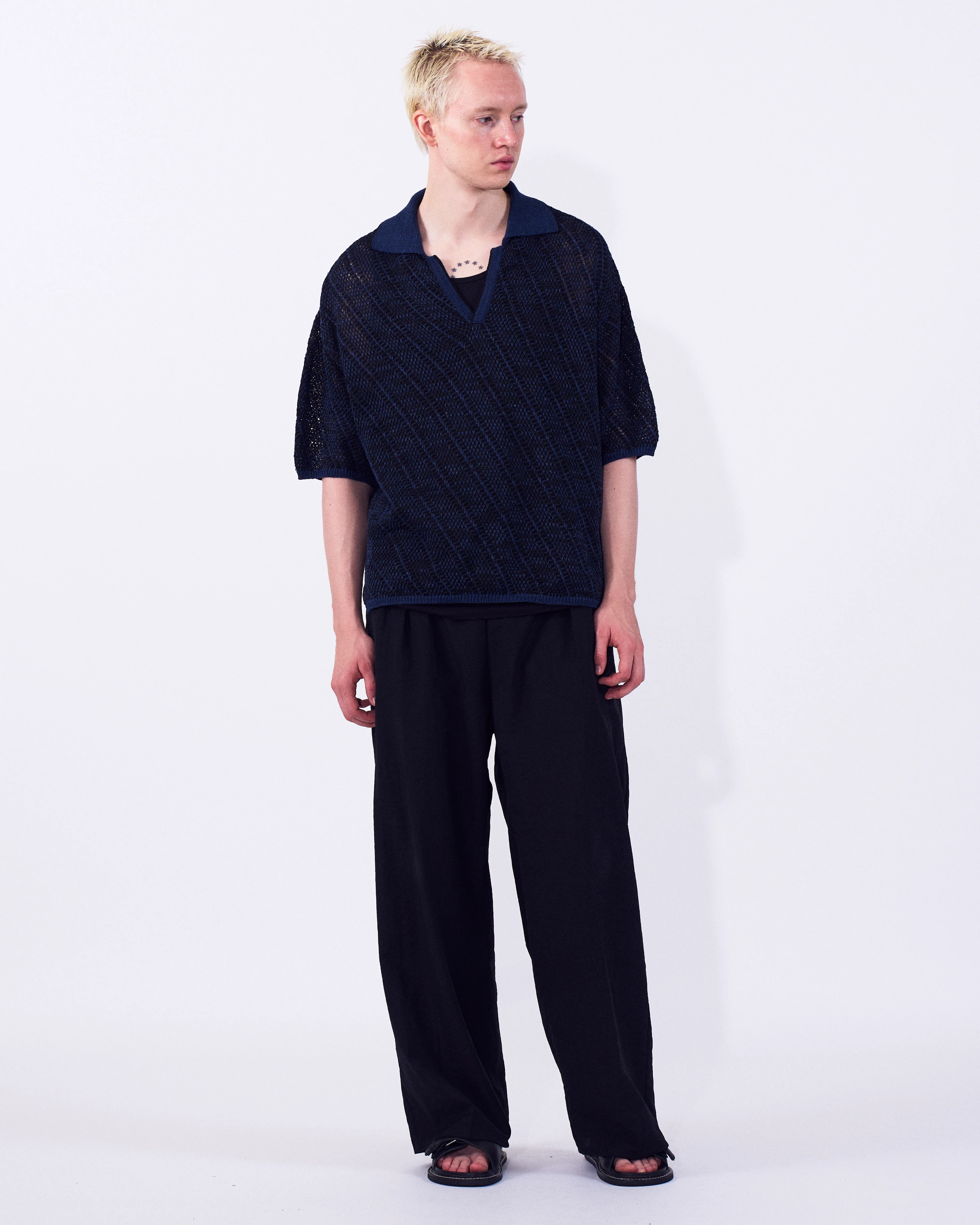 Cotton Diagonal Knit Skipper Shirt - Image 12