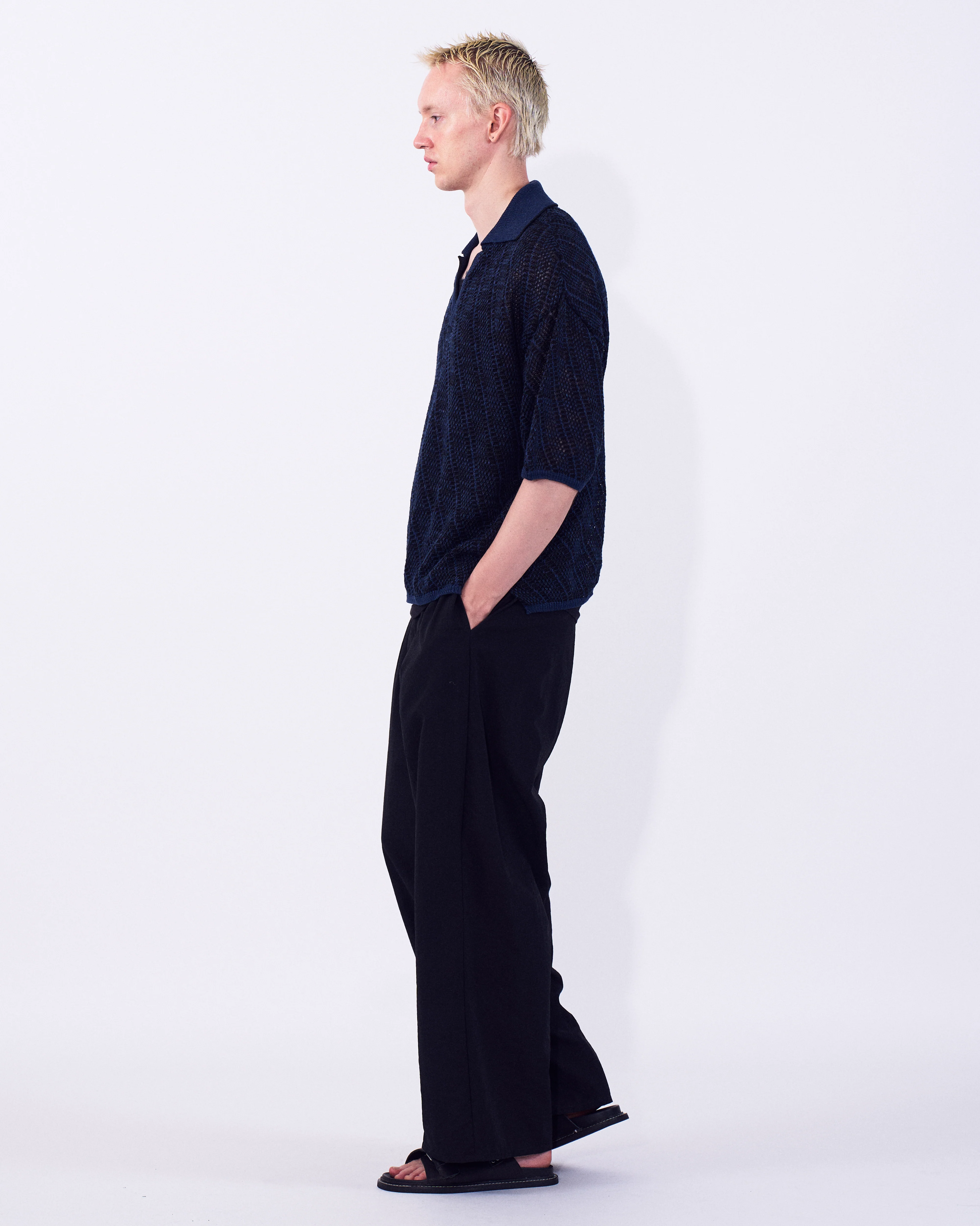 Cotton Diagonal Knit Skipper Shirt - Image 13