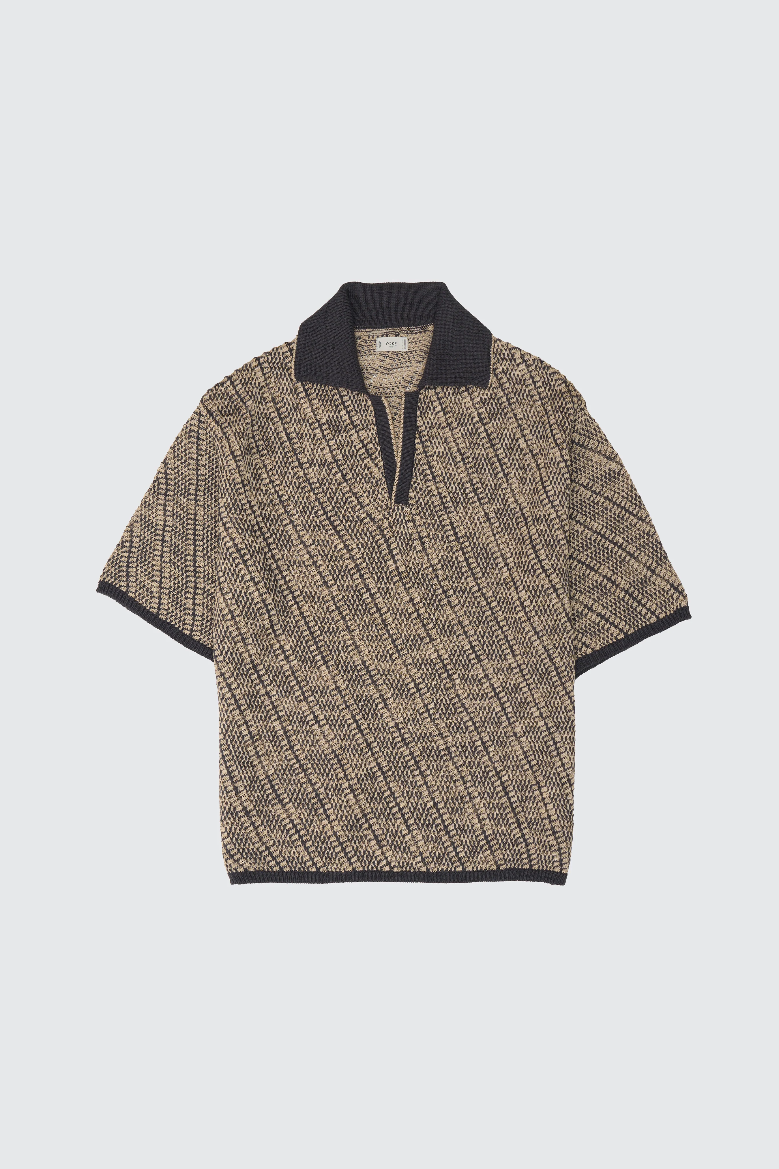 Cotton Diagonal Knit Skipper Shirt - Image 6