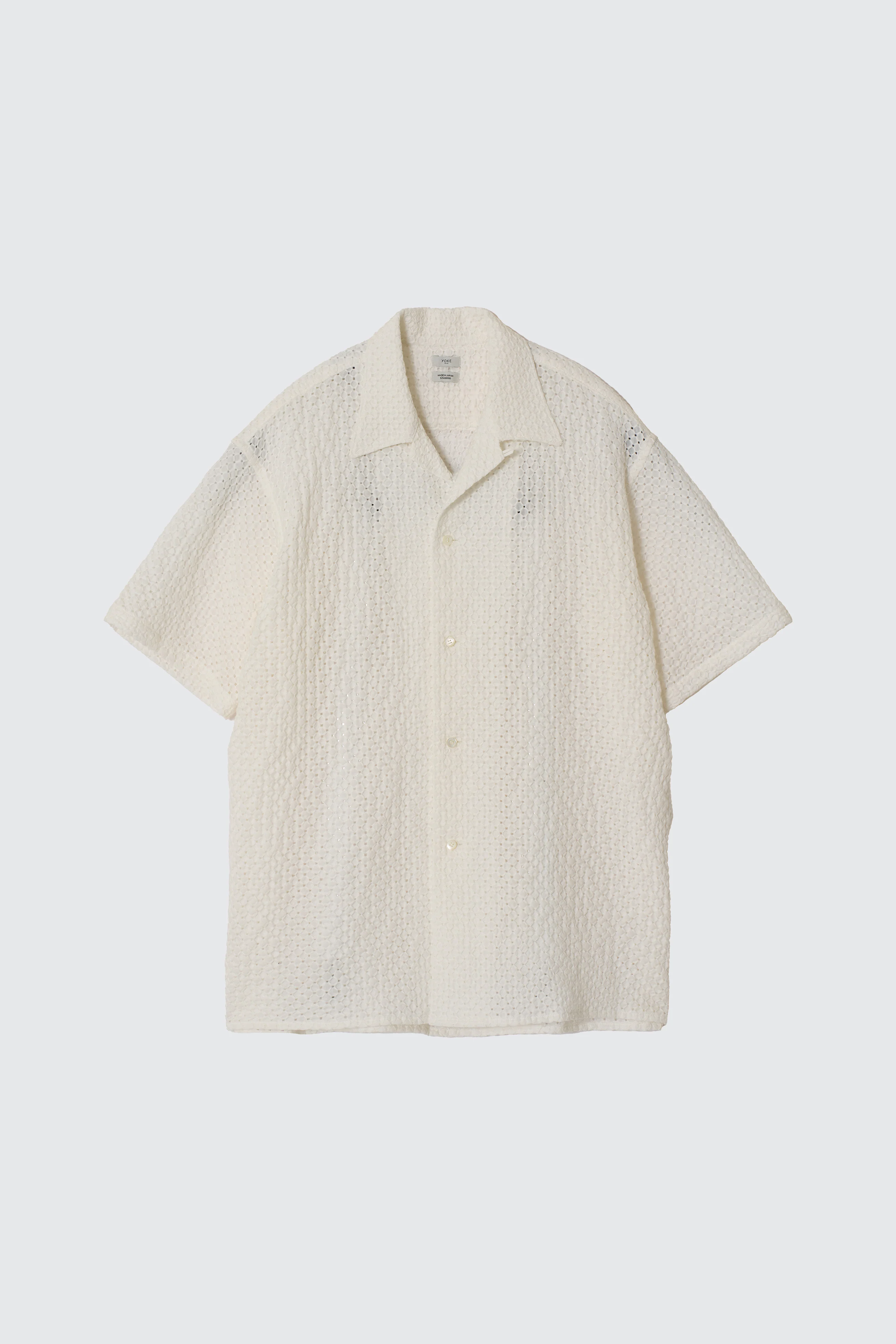 Embroidery Lyocell Ramie Lawn Open Collar Shirt