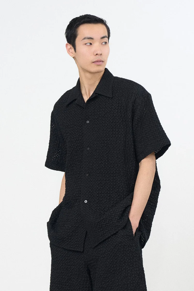 Embroidery Lyocell Ramie Lawn Open Collar Shirt - Image 7