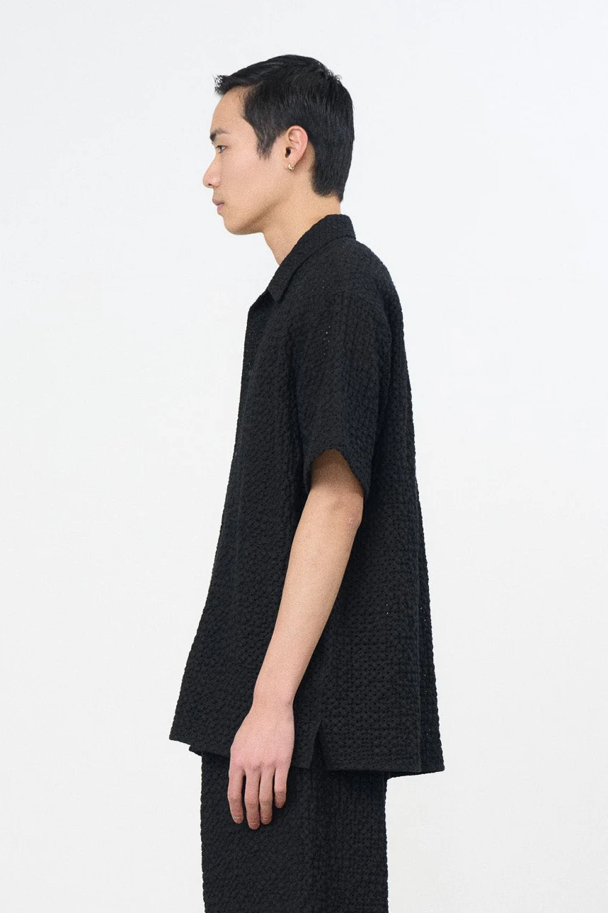 Embroidery Lyocell Ramie Lawn Open Collar Shirt - Image 8