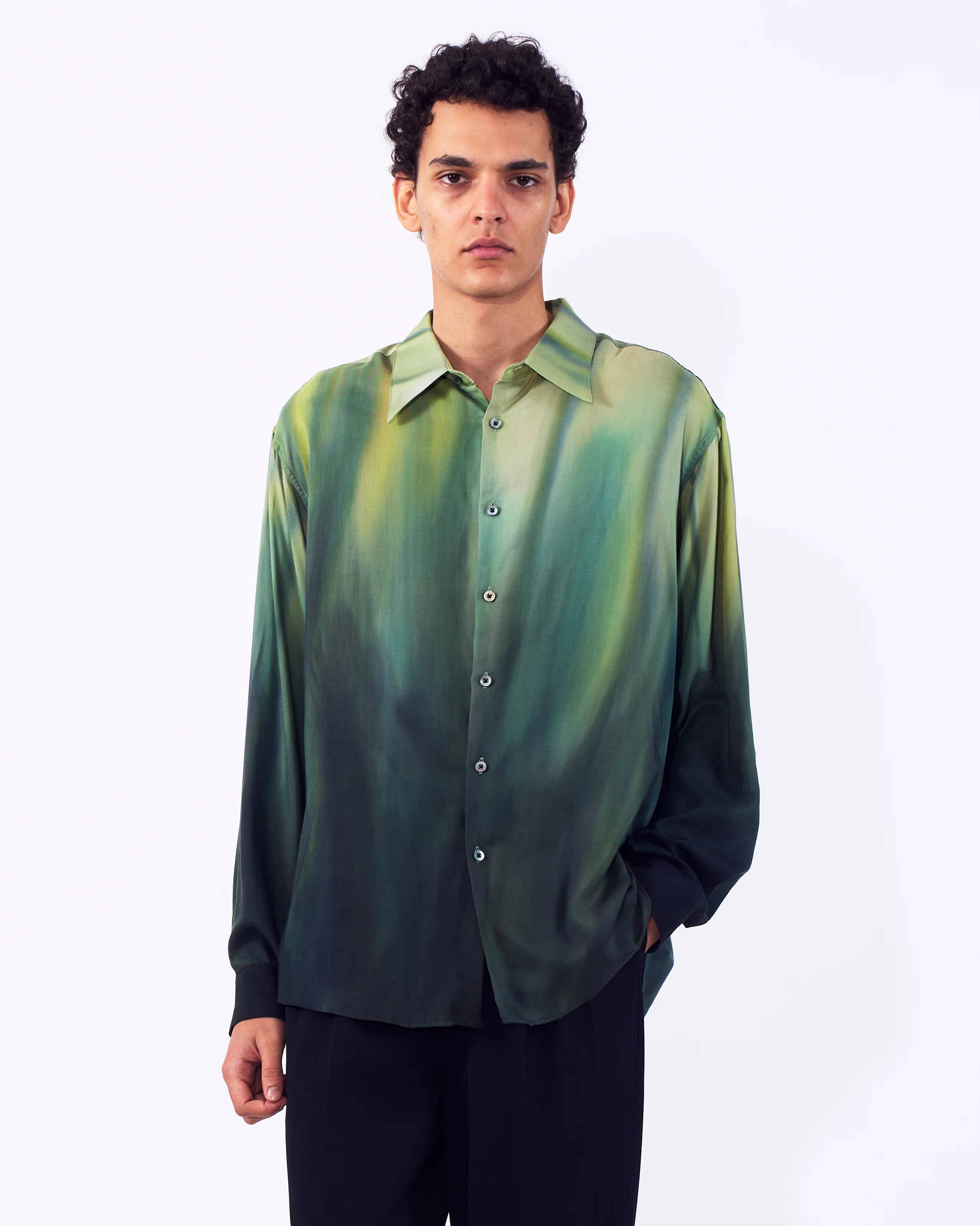 Cotton Rayon Silk Lawn Hand Painted Loose Fit Shirt - Image 8