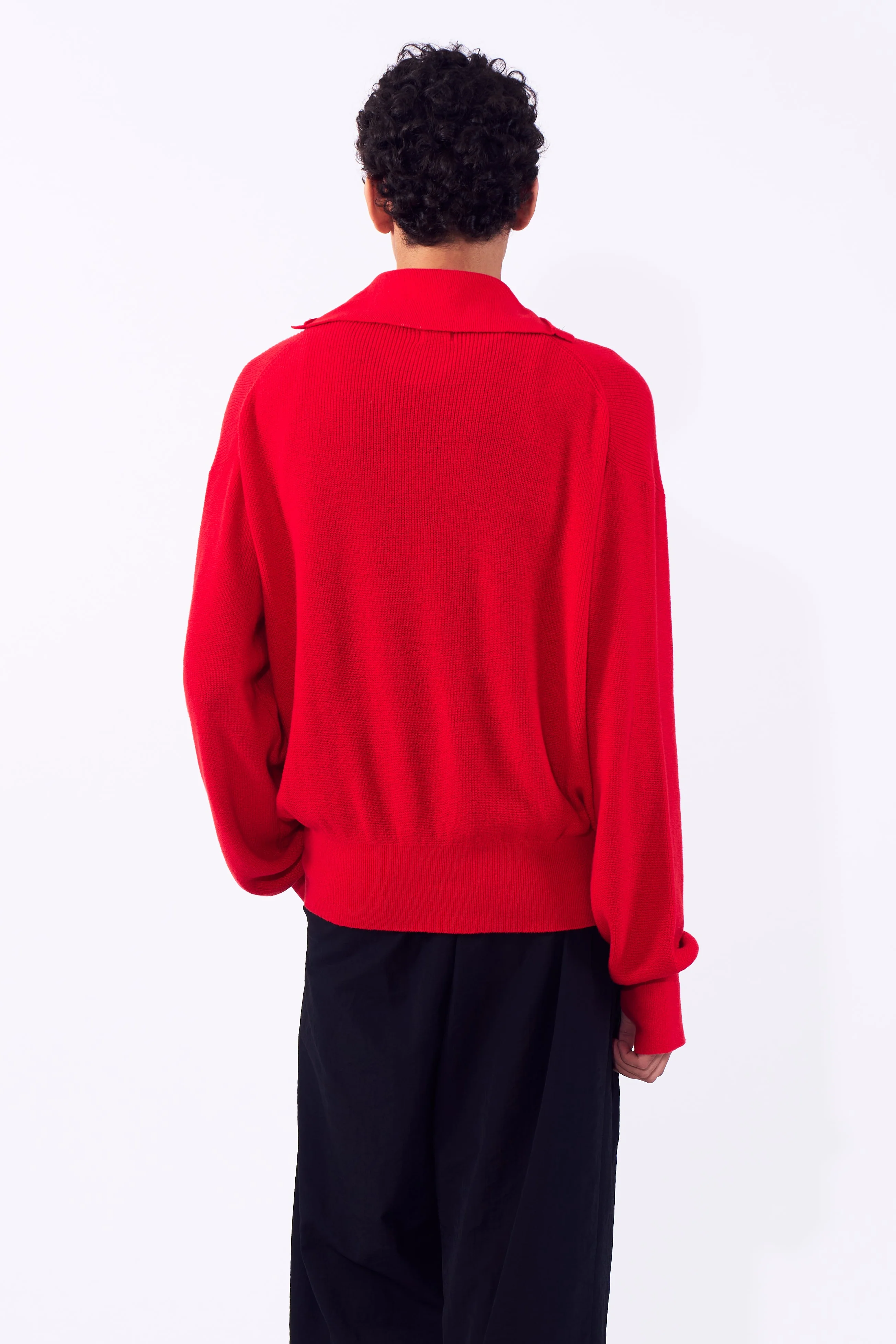 Cotton Hard Twist Highneck Henley Rib Sweater - Image 8