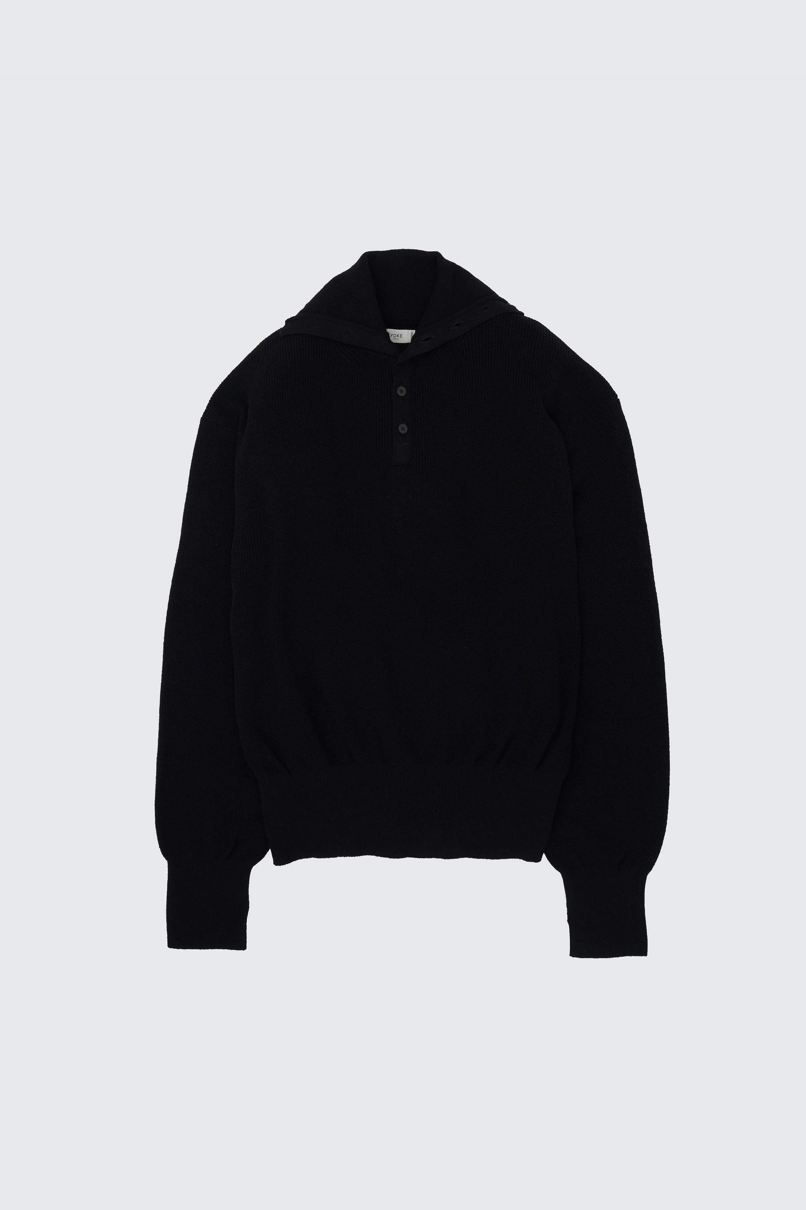 Cotton Hard Twist Highneck Henley Rib Sweater - Image 9