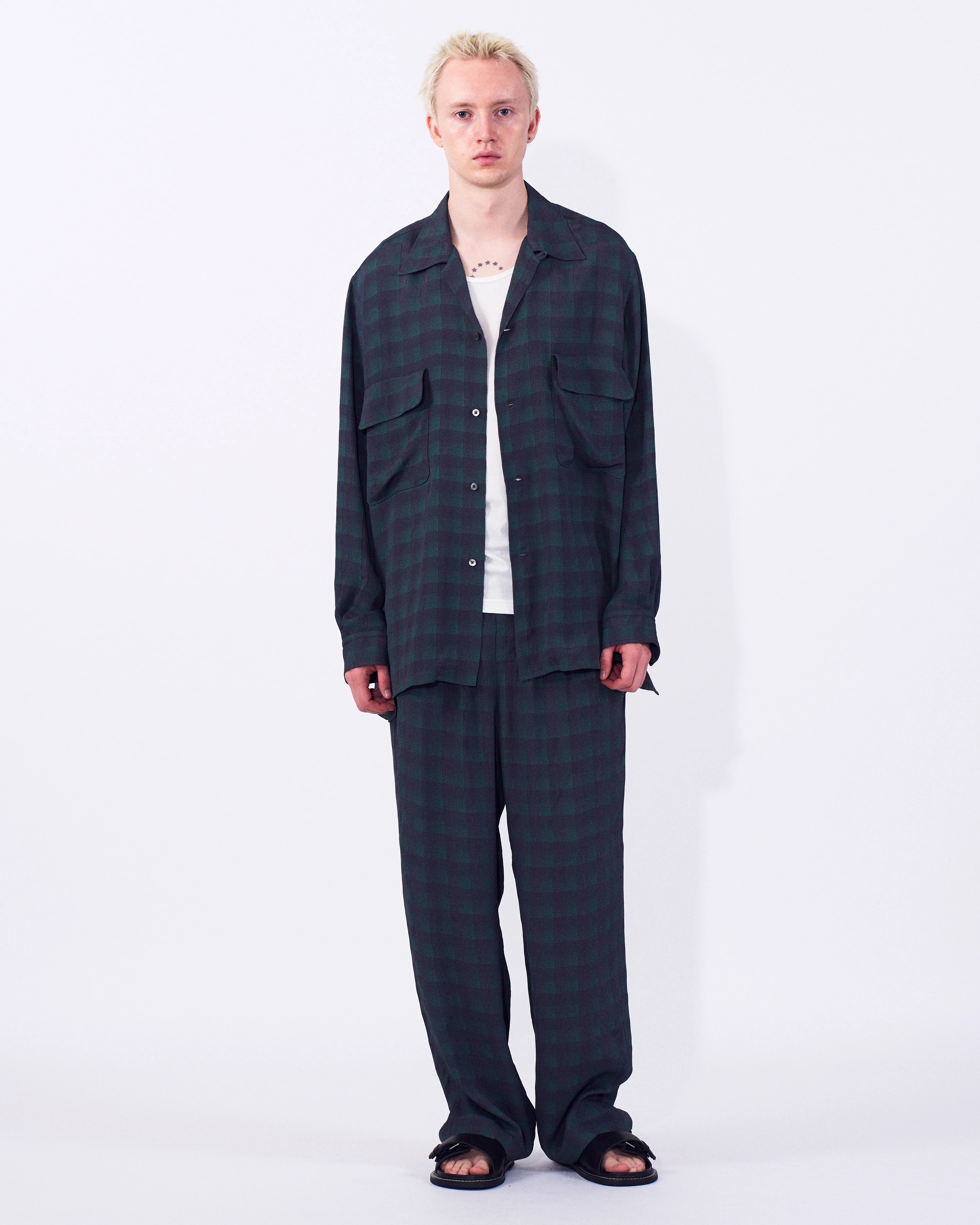 Rayon Acetate Jacqard Plaid 1pleated Easy Pants - Image 10