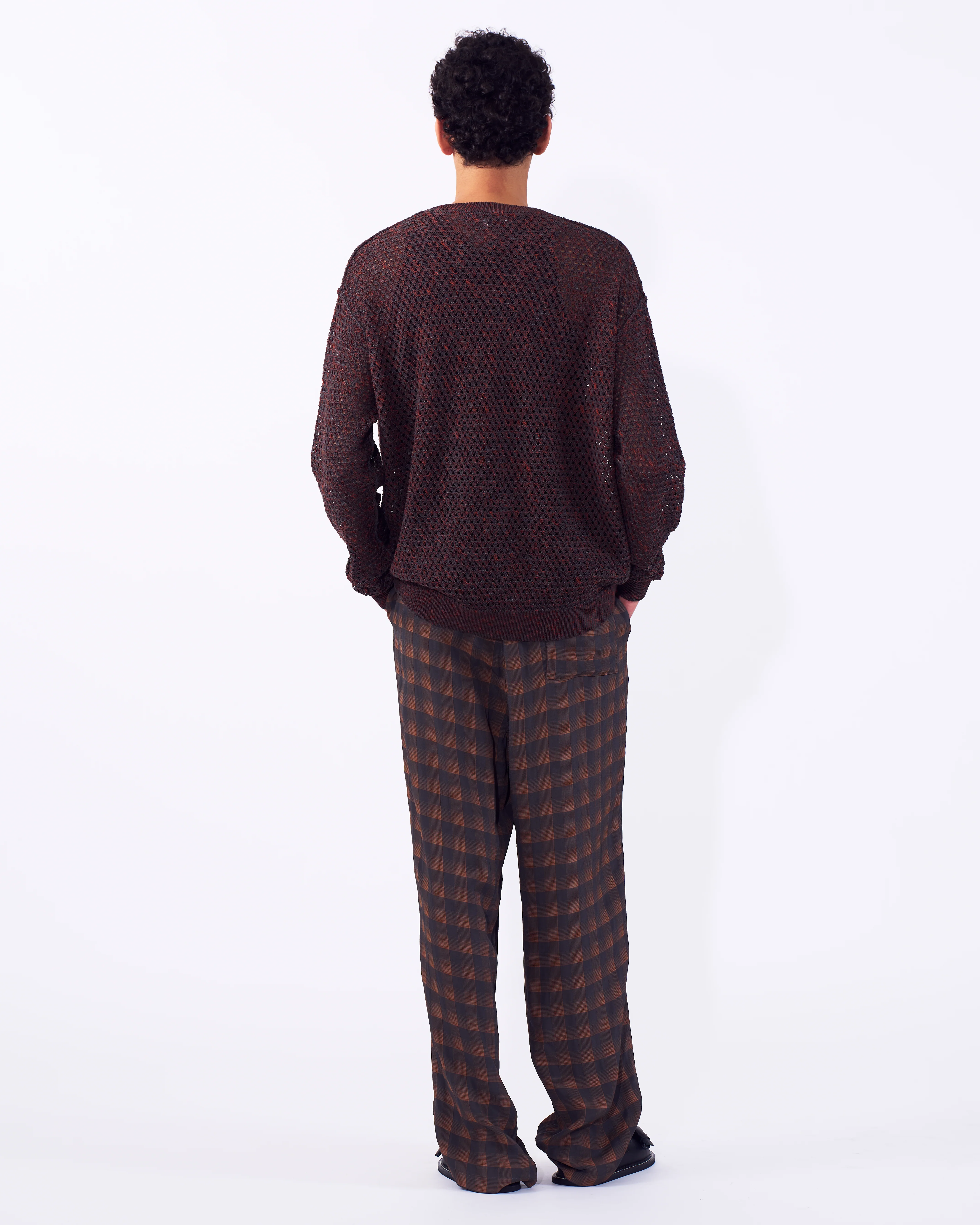 Rayon Acetate Jacqard Plaid 1pleated Easy Pants - Image 4
