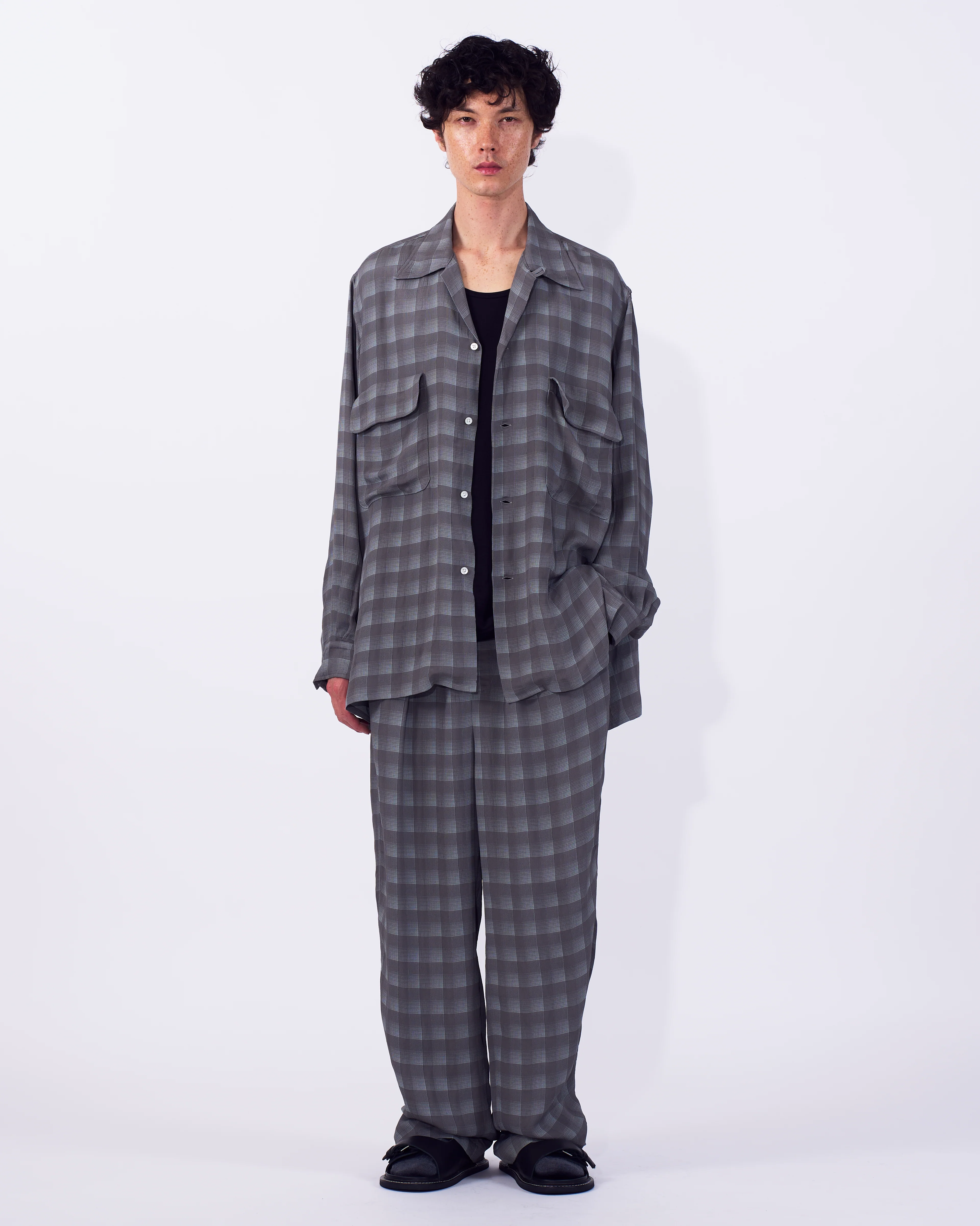 Rayon Acetate Jacqard Plaid 1pleated Easy Pants - Image 6