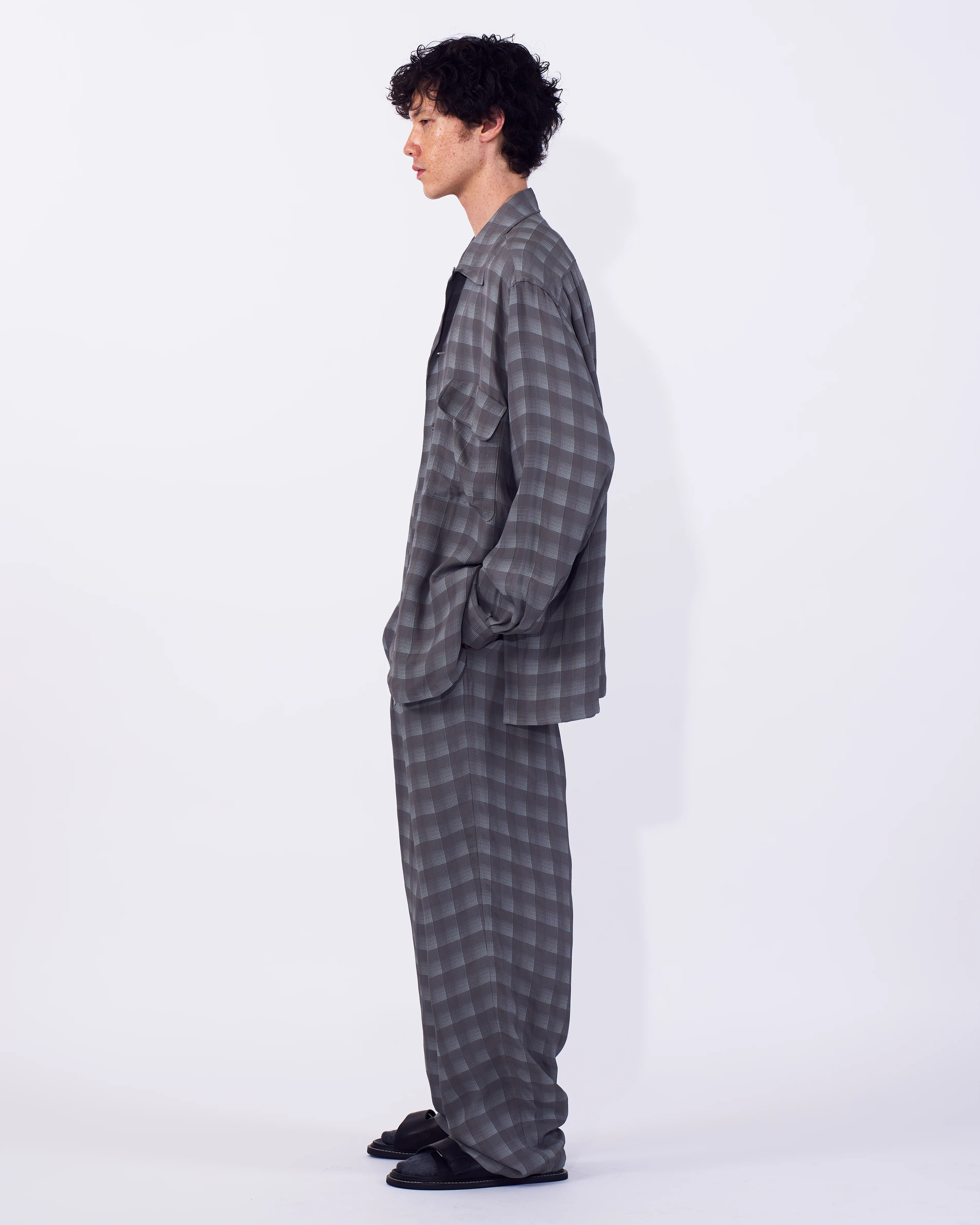 Rayon Acetate Jacqard Plaid 1pleated Easy Pants - Image 7
