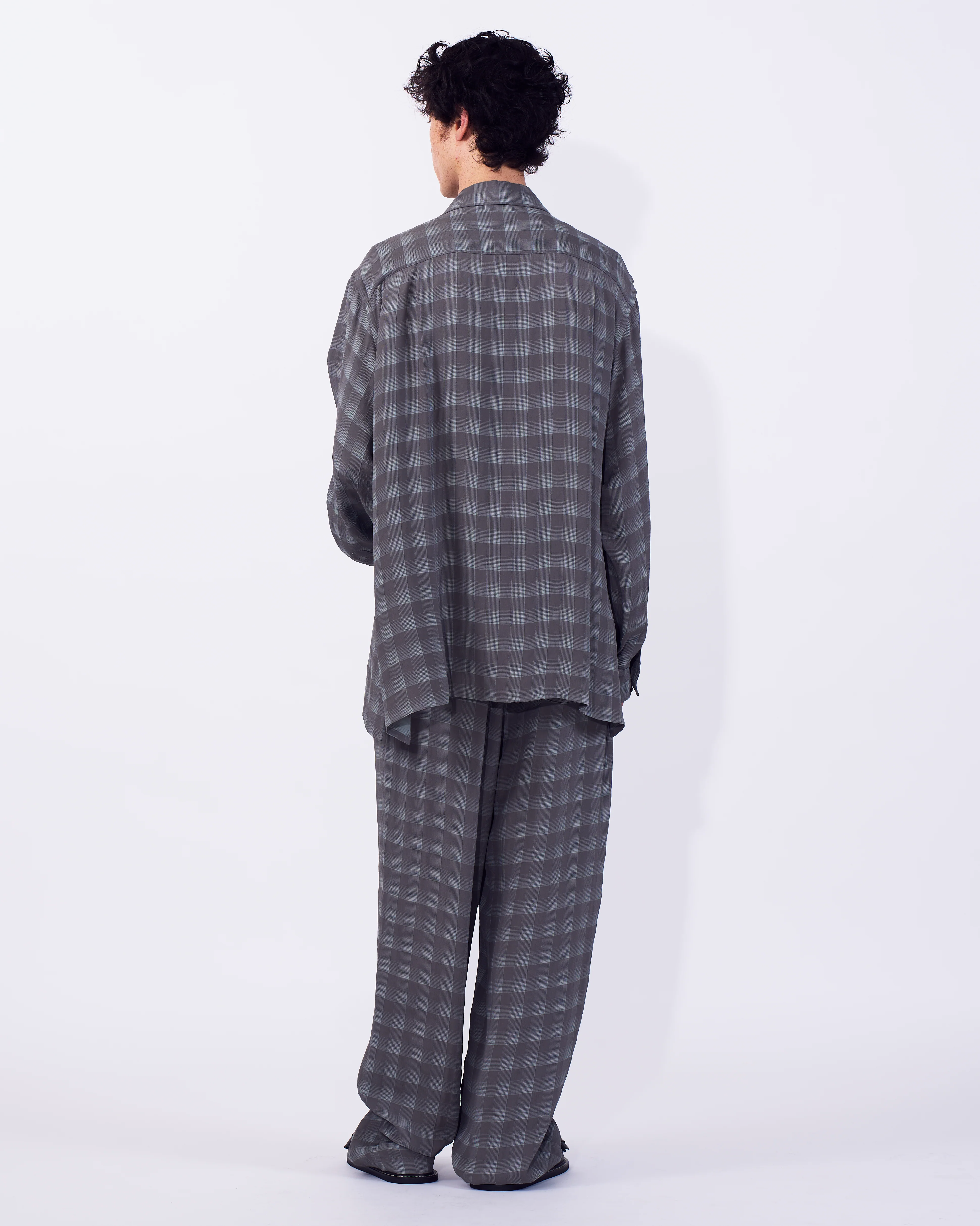 Rayon Acetate Jacqard Plaid 1pleated Easy Pants - Image 8