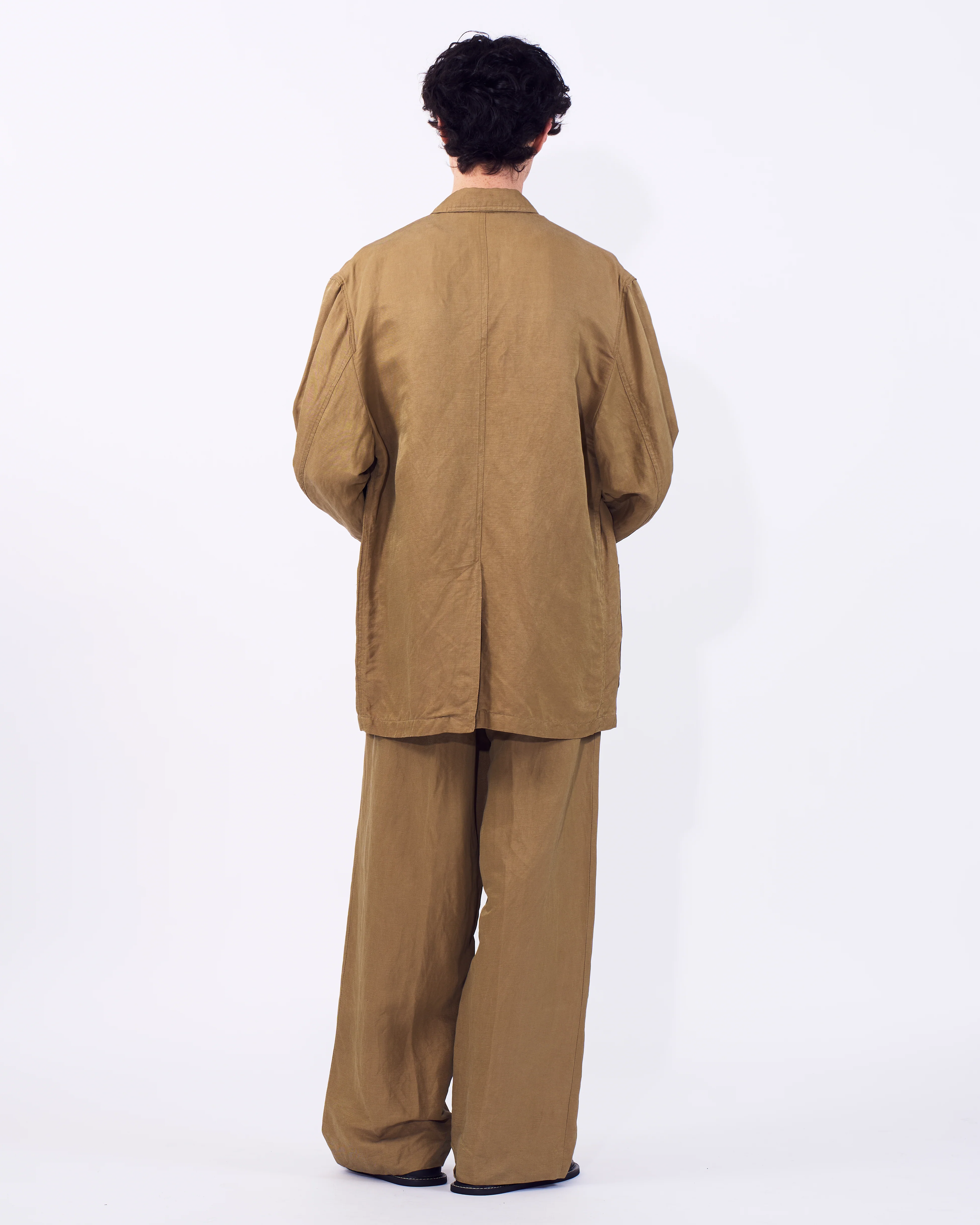 Linen Silk Kersey 3pleated Tapered Trousers - Image 8