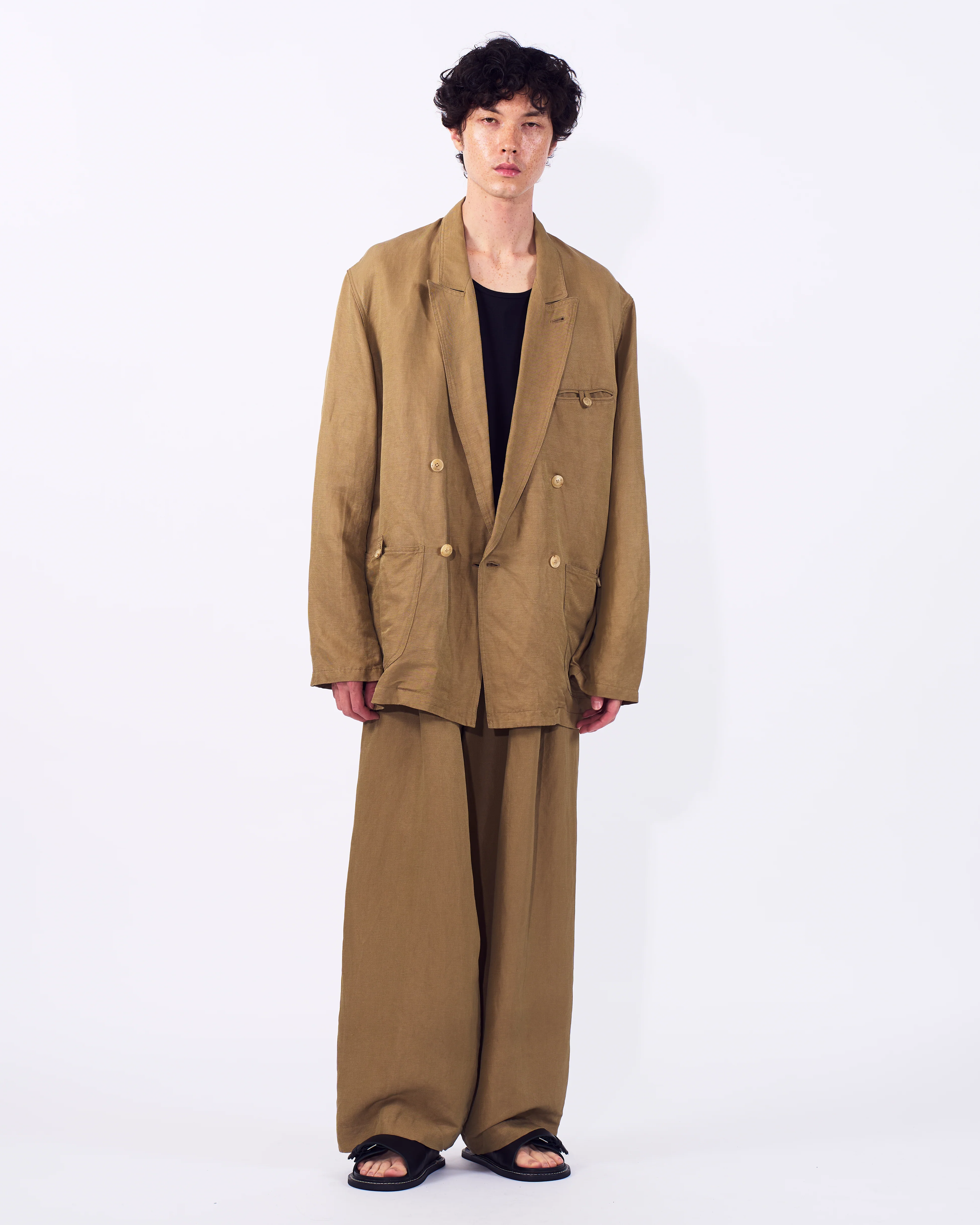 Linen Silk Kersey Double Breasted Blezer - Image 10