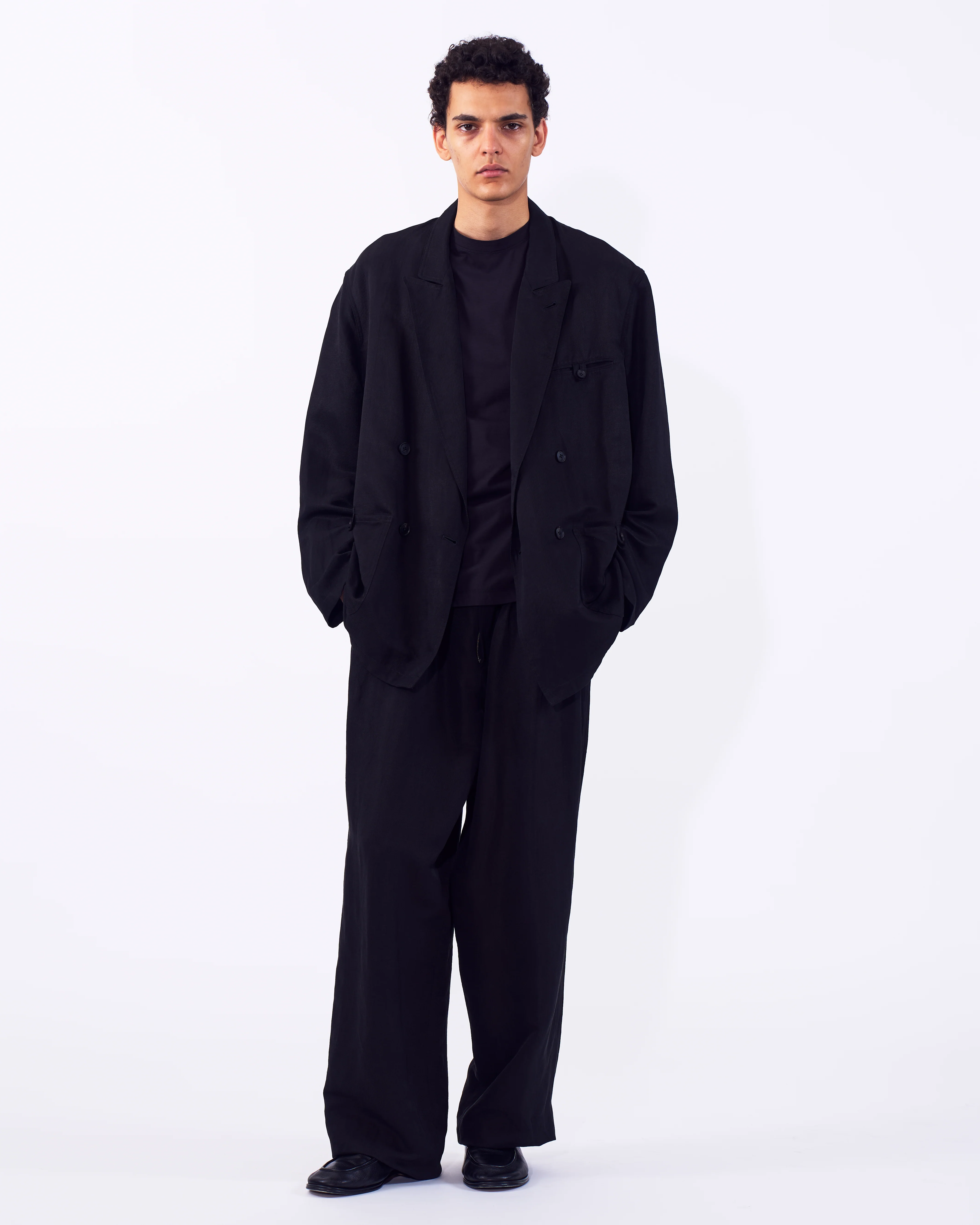 Linen Silk Kersey Double Breasted Blezer - Image 3