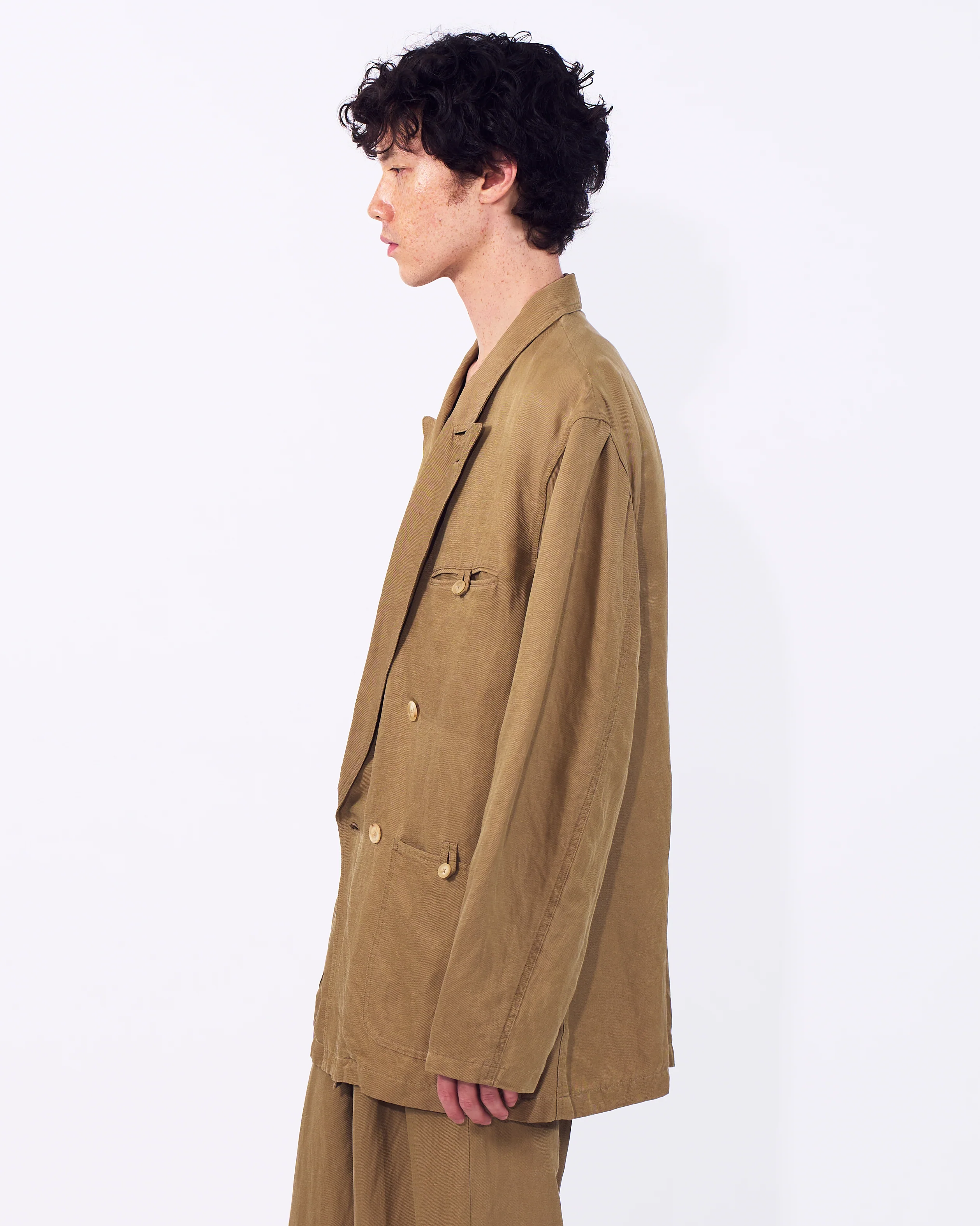 Linen Silk Kersey Double Breasted Blezer - Image 8