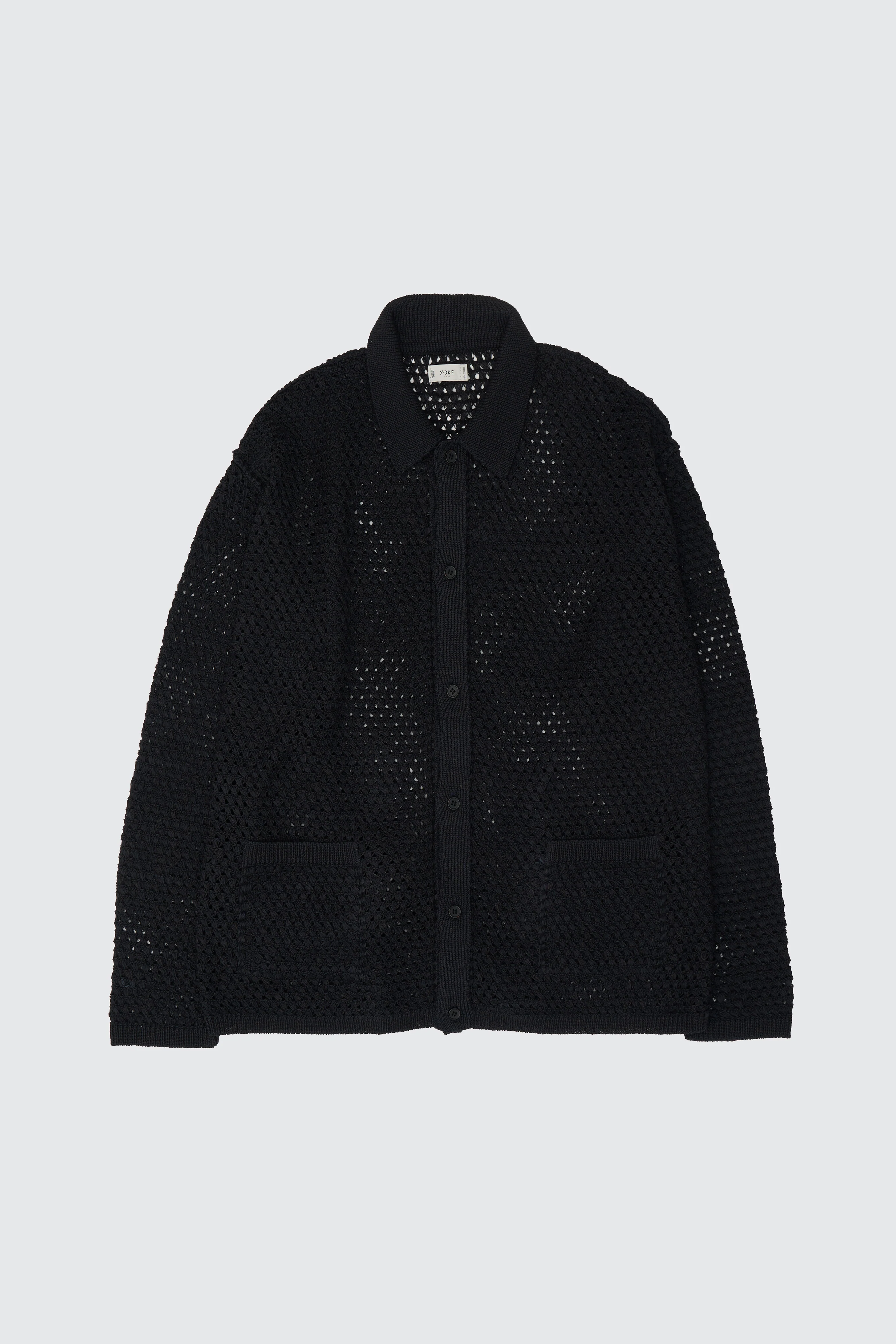 Cotton Mesh Knit Shirt Cardigan - Image 13