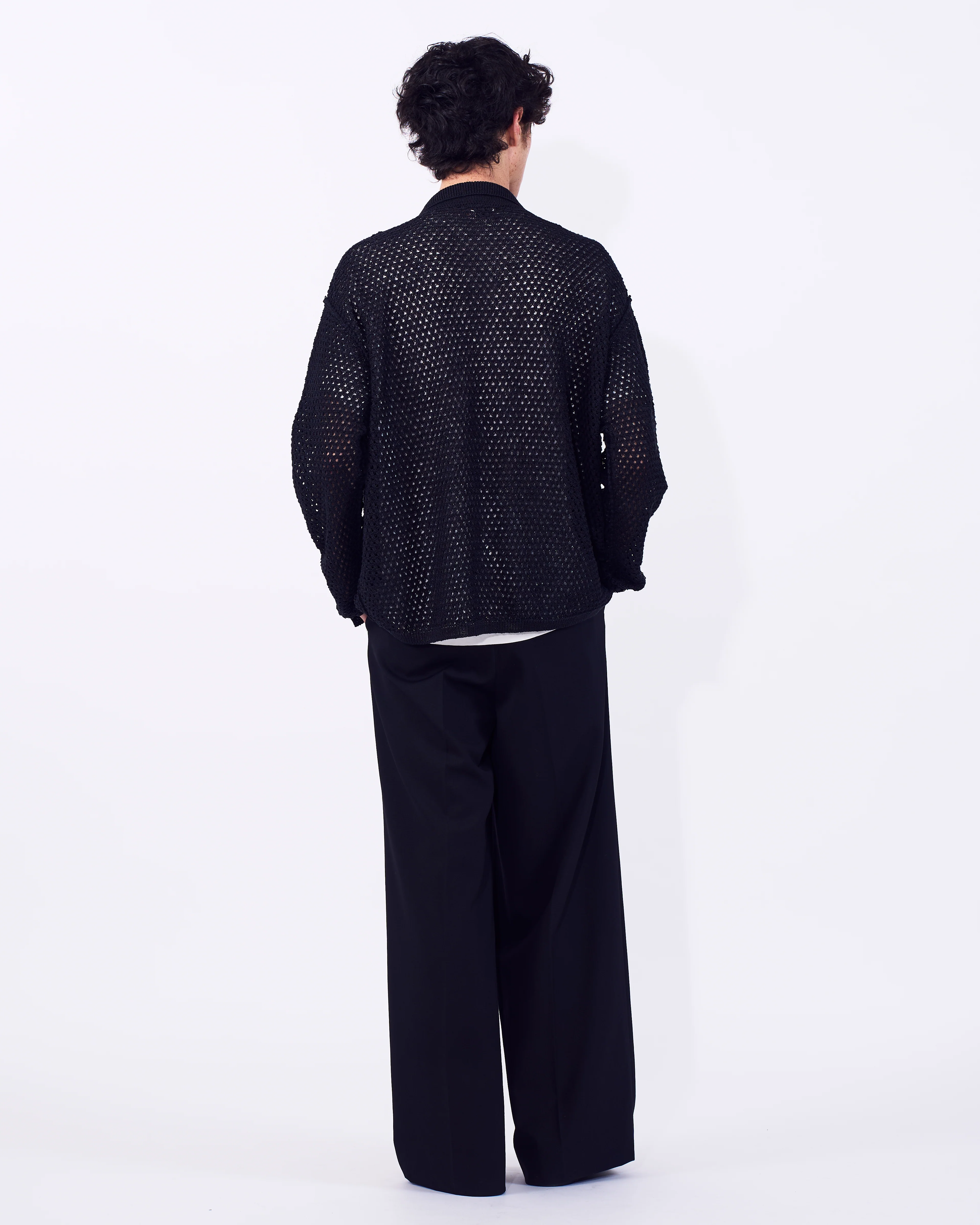 Cotton Mesh Knit Shirt Cardigan - Image 16