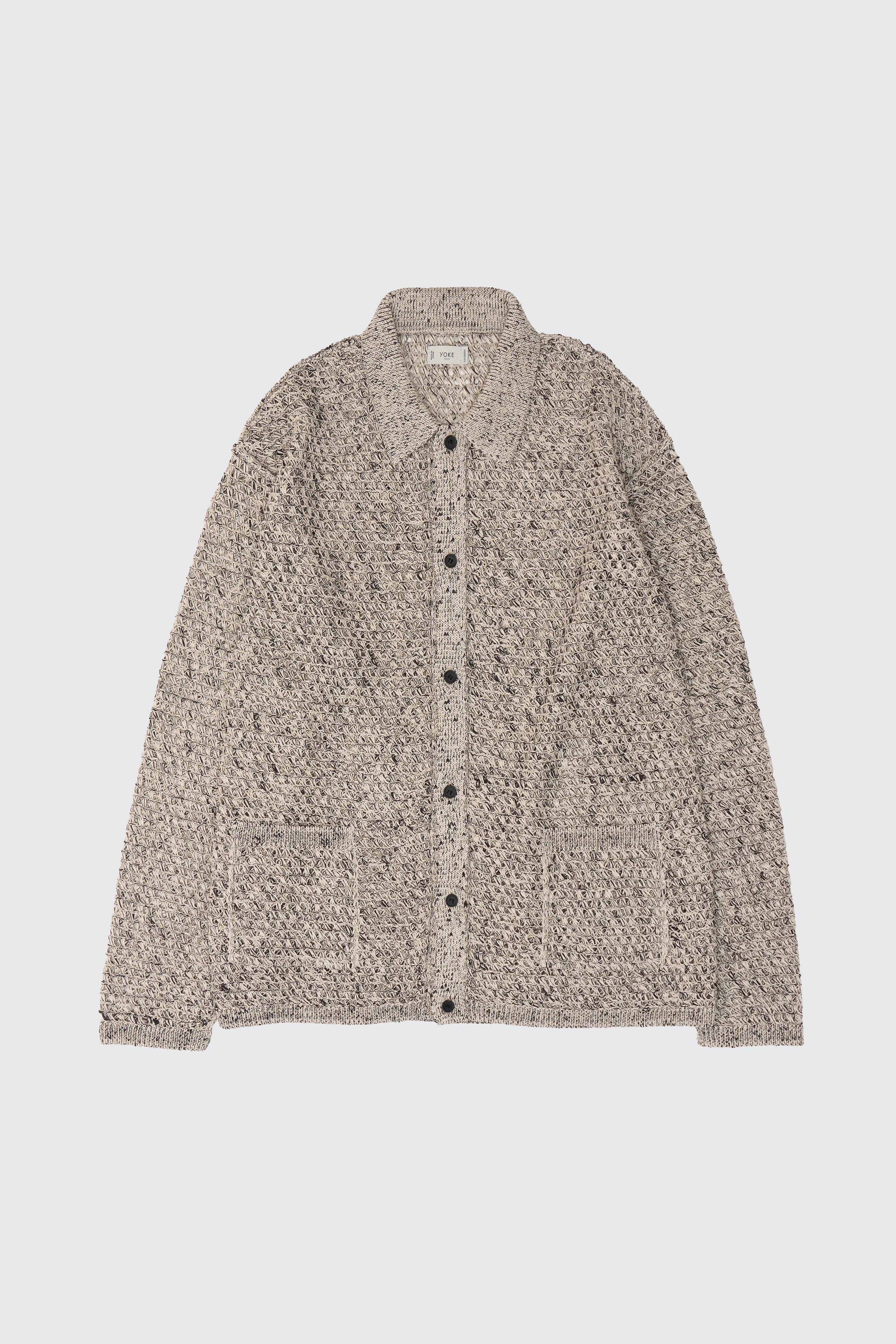 Cotton Mesh Knit Shirt Cardigan - Image 5