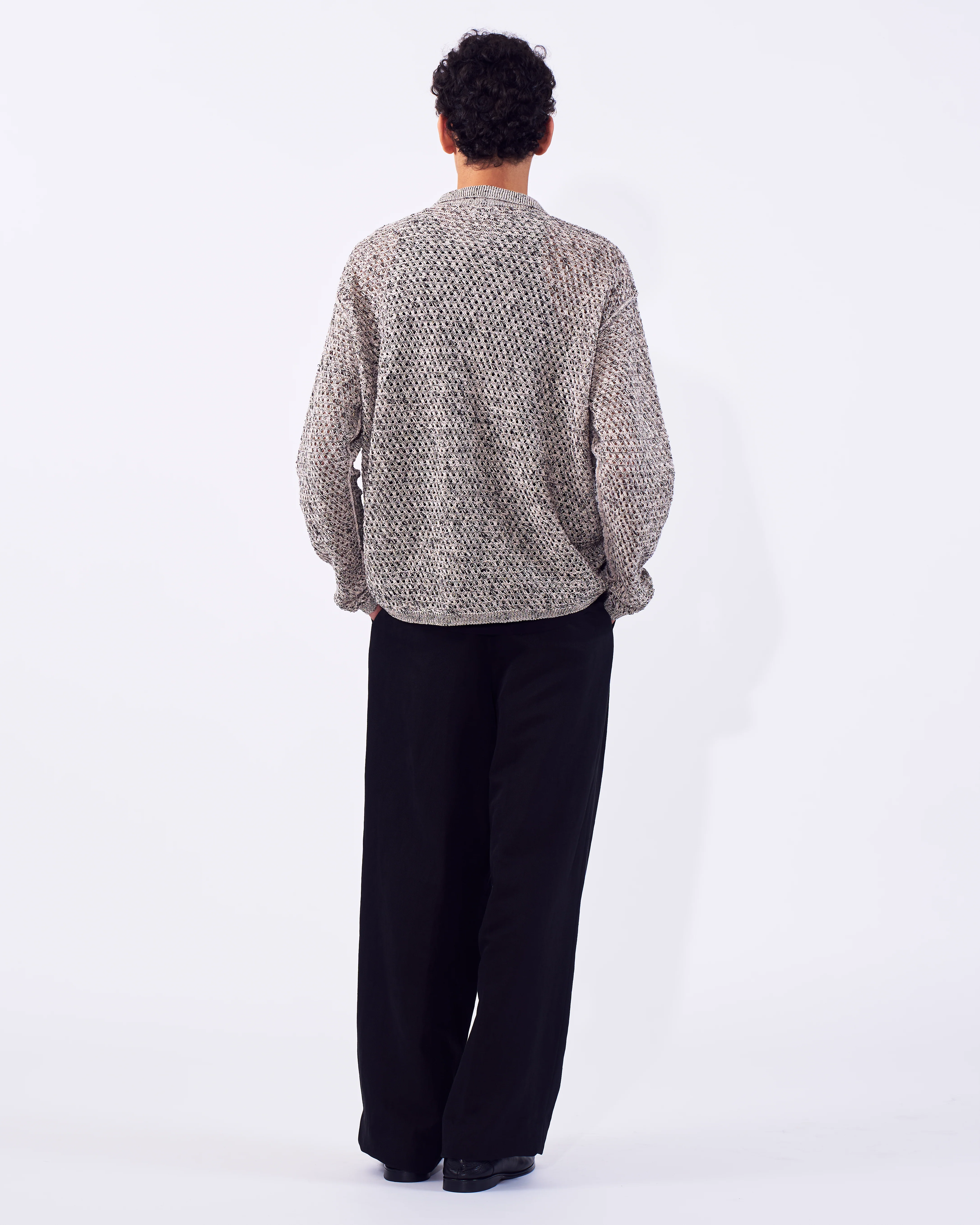 Cotton Mesh Knit Shirt Cardigan - Image 8