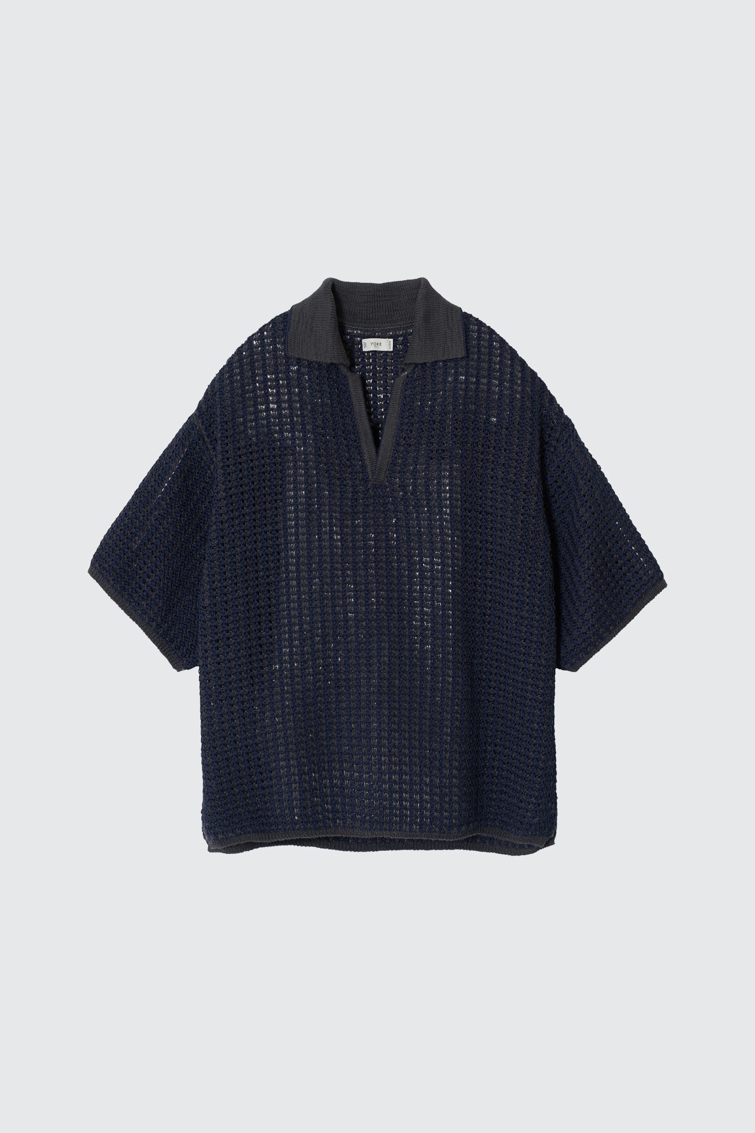 Cotton Mesh Knit Skipper Polo Shirt - Image 6