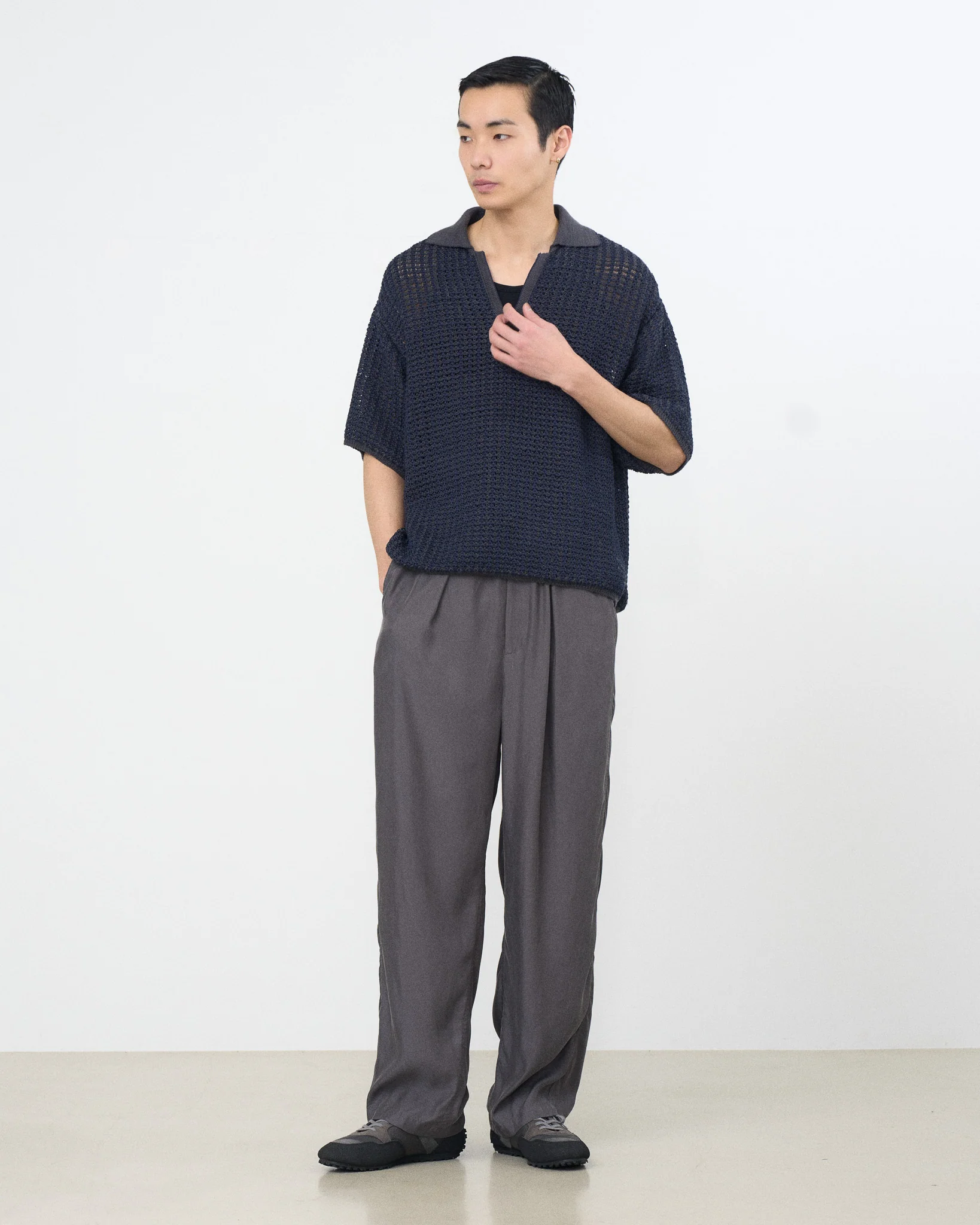 Cotton Mesh Knit Skipper Polo Shirt - Image 8