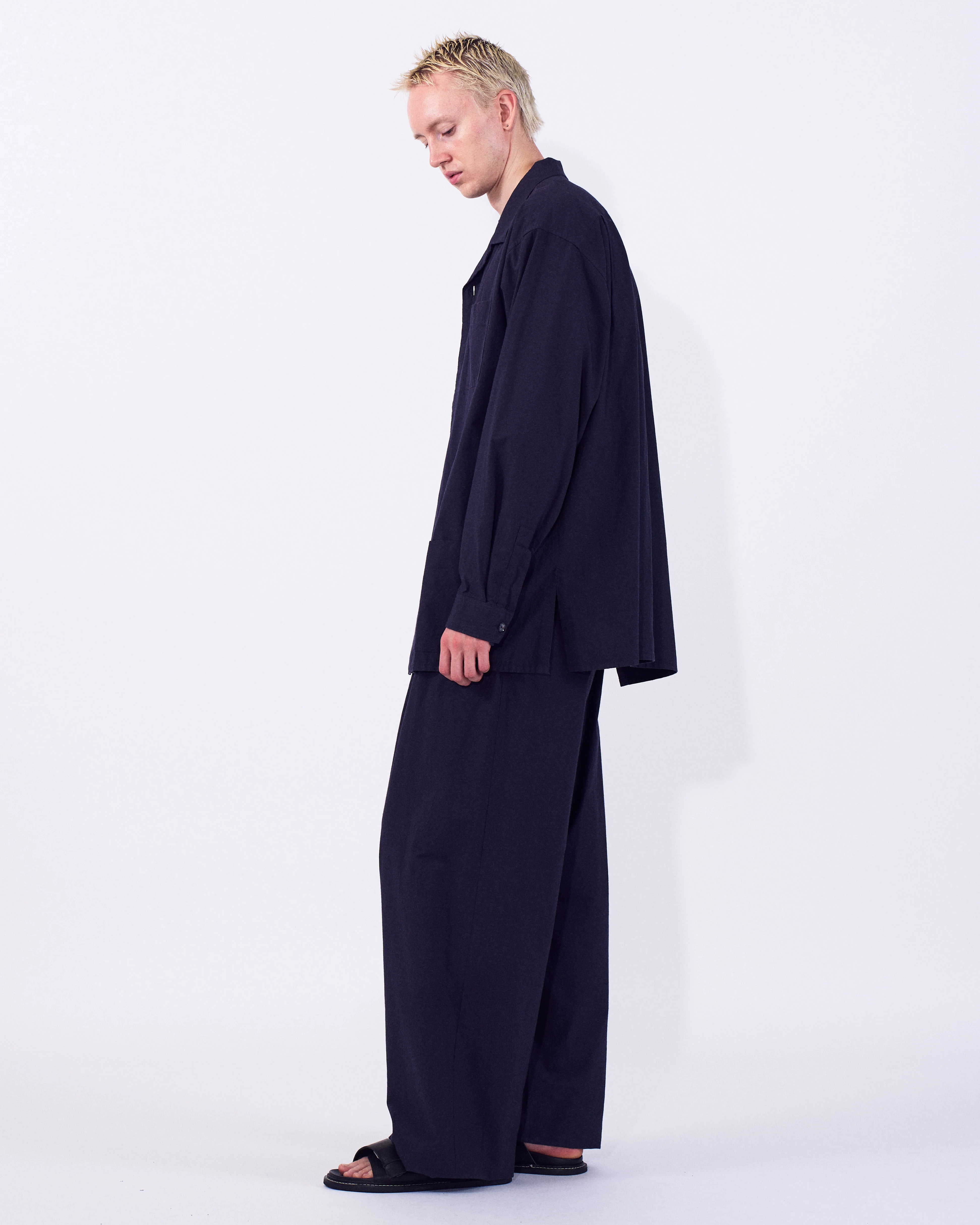 Modal Twill Double Pocket Open Collar Shirt - Image 4