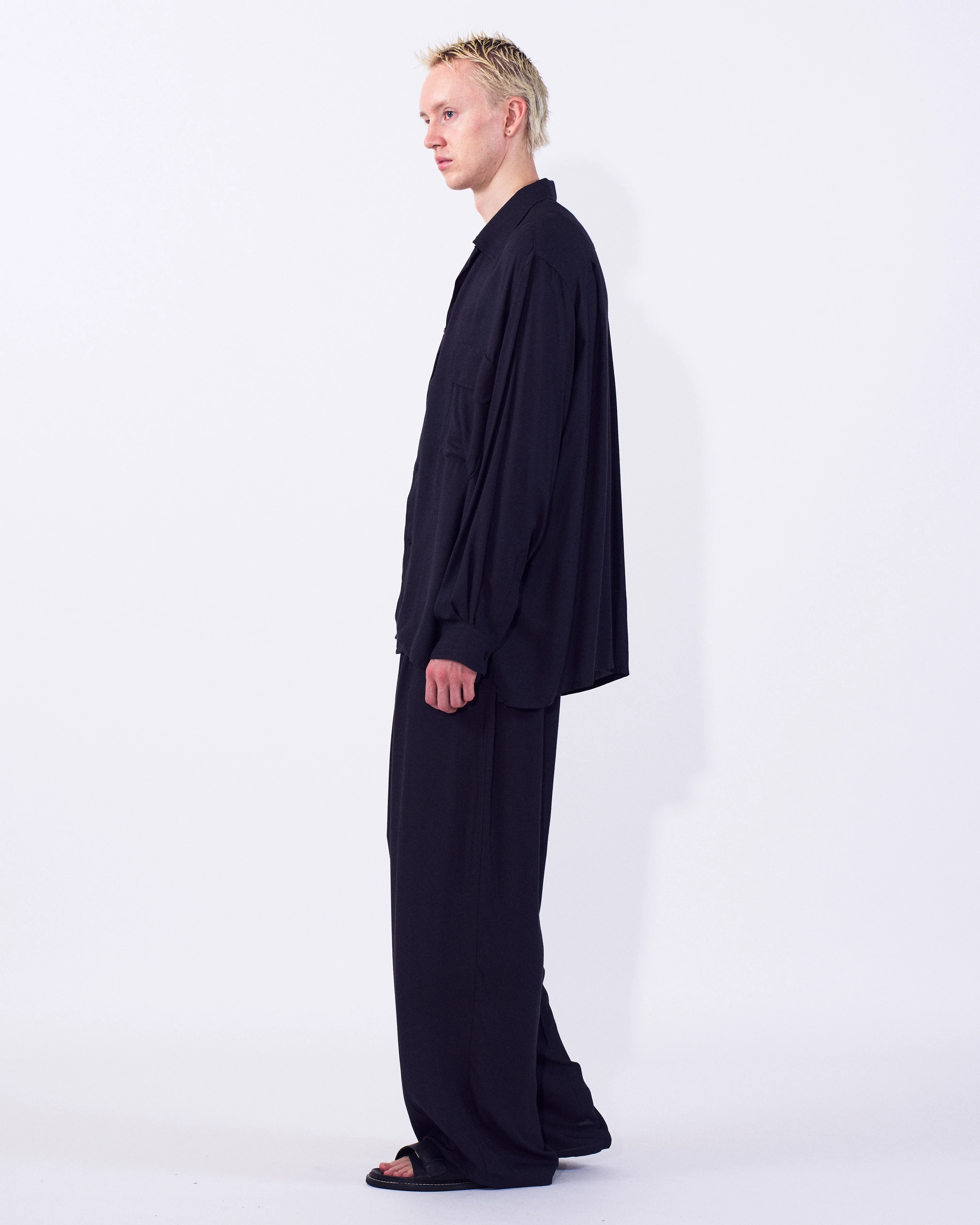Modal Twill Front Flat 1pleated Easy Trousers - Image 6