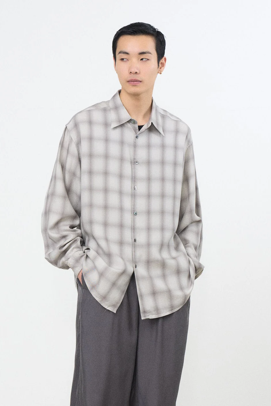 Tencell Ombre Plaid Regullar Collor Shirt - Image 12