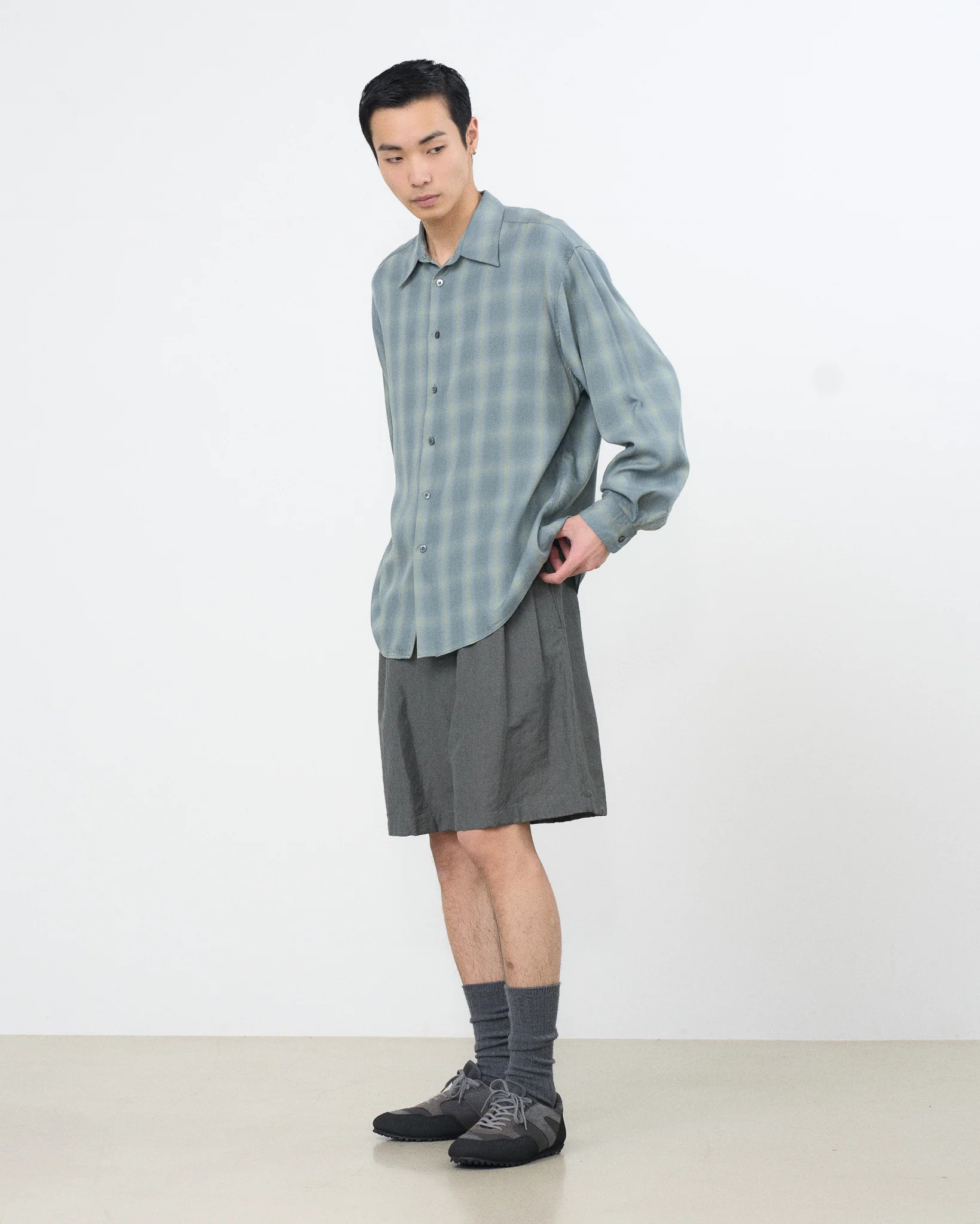 Tencell Ombre Plaid Regullar Collor Shirt - Image 3