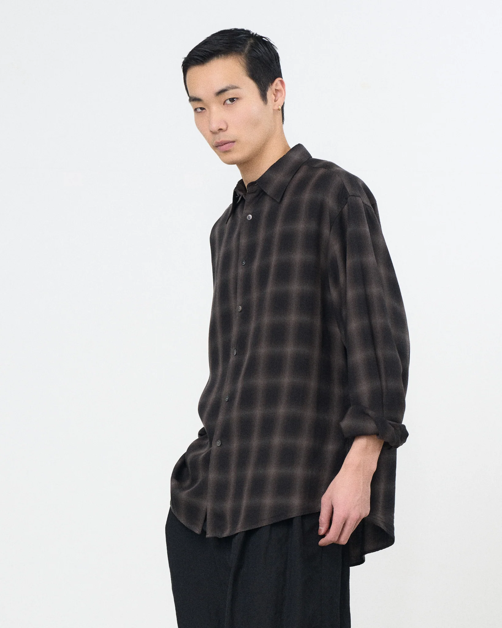 Tencell Ombre Plaid Regullar Collor Shirt - Image 7